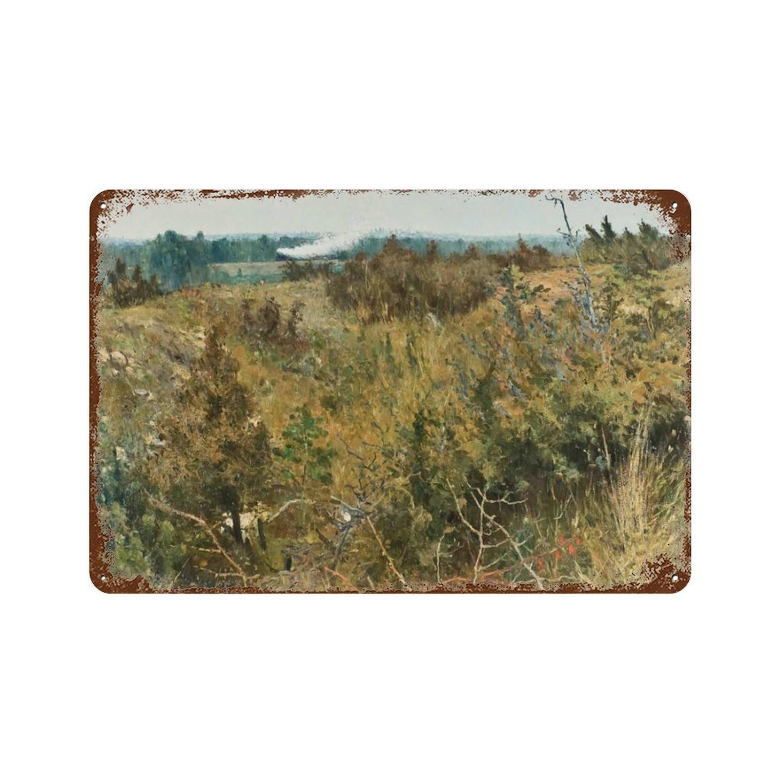 xiaoxiaoshen Wildflower Field Landscape Oil Painting Vintage Country Wall Decor Art Metal Tin Poster Modern Home Decor Art Home Bar Shop Decorations Vintage Sign 20x30cm