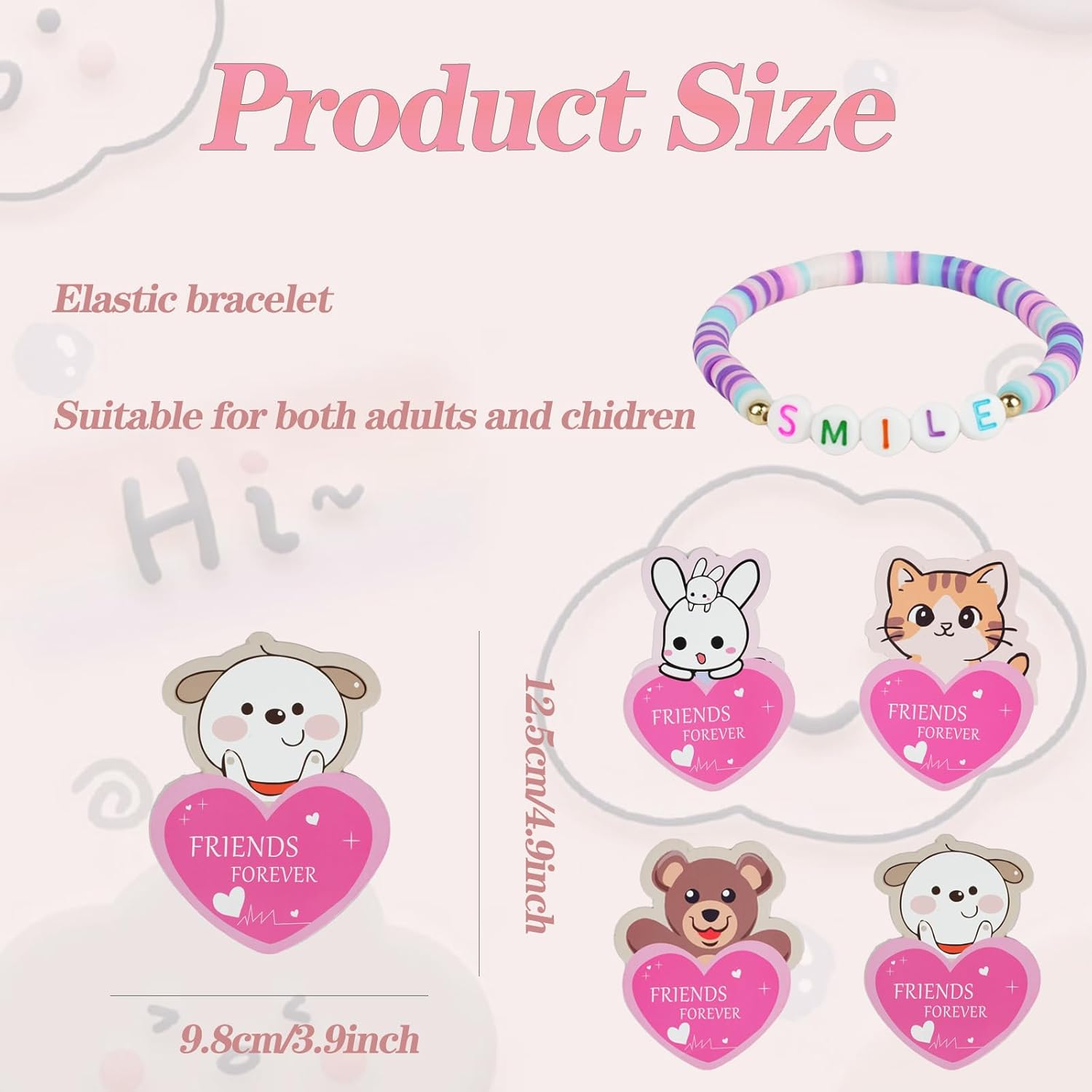 Valentines Day Cards for Kids Classroom,24 Pack Valentines Gift Cards with Friendship Bead Bracelets,Exchange Gift Valentine Party Favors for Kids Girls Boys - Image 2