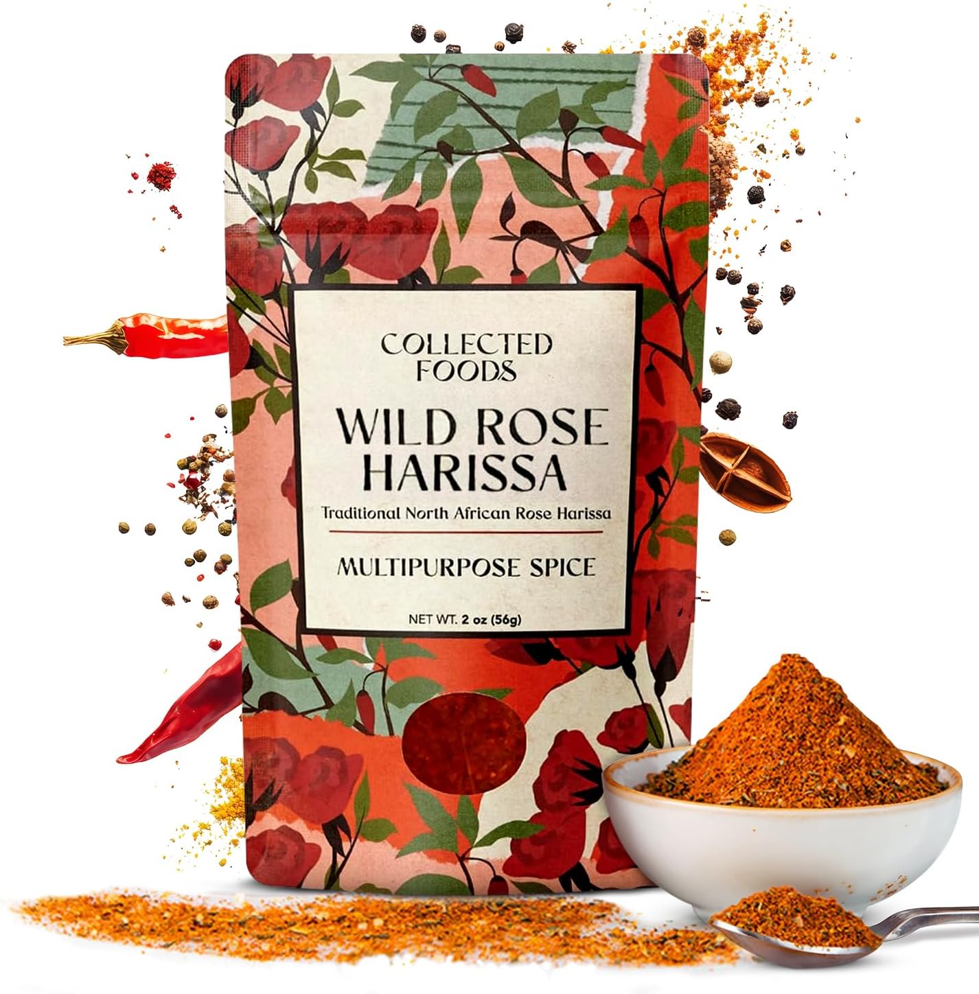 Premium Rose Harissa Spice Blend - Small-Batch Moroccan Seasoning with Chiles & Rose Petals - Perfect for Meats, Veggies, Stews & Marinades - Crafted by NYC Chefs - 2 oz, Non-GMO and Gluten Free