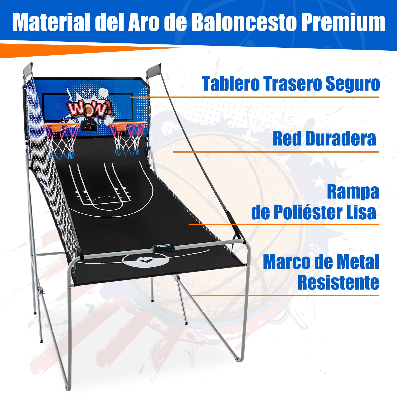 GOPLUS Canasta de Baloncesto Plegable con 8 Modos (Wow,Azul)