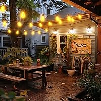 Vista 5 de Cadena de luces en serie para exteriores de 200 pies con control remoto, decoración de jardín y patio con 2500K blanco cálido, más de 100+4 focos