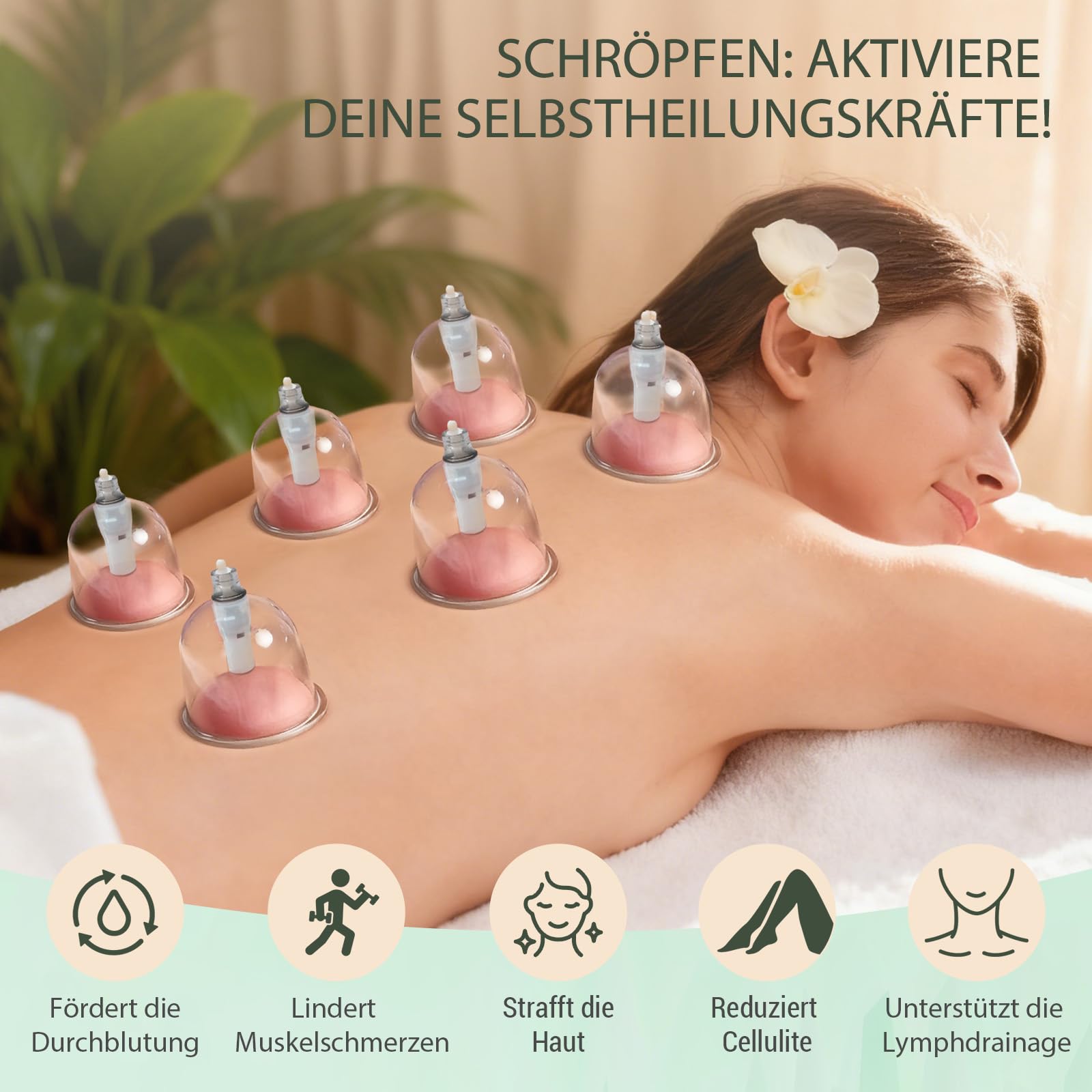 24PC Ventouse Hijama - Appareil de Massage pour Drainage Lymphatique, Anti-Âge et Éclat de la Peau, Ventouses Anti-Cellulite - Soulagement Musculaire & Détente, Ventouses à Pompe pour Jambes & Corps