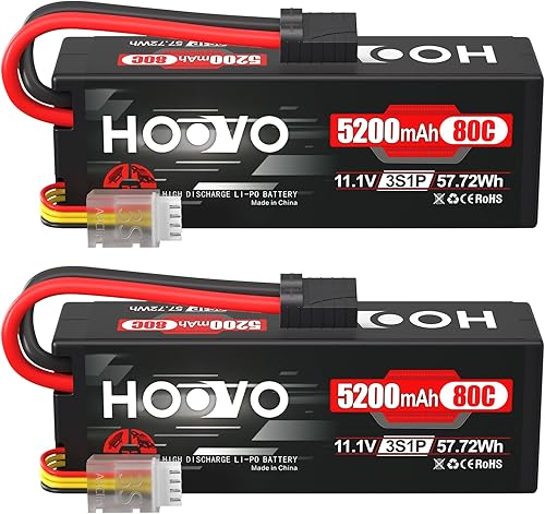 HOOVO 3S 11.1V Lipo Battery 5200mAh 80C Estuche rígido con enchufe TR para coche RC, barco, camión, carreras, pasatiempos, FPV, modelo de carreras