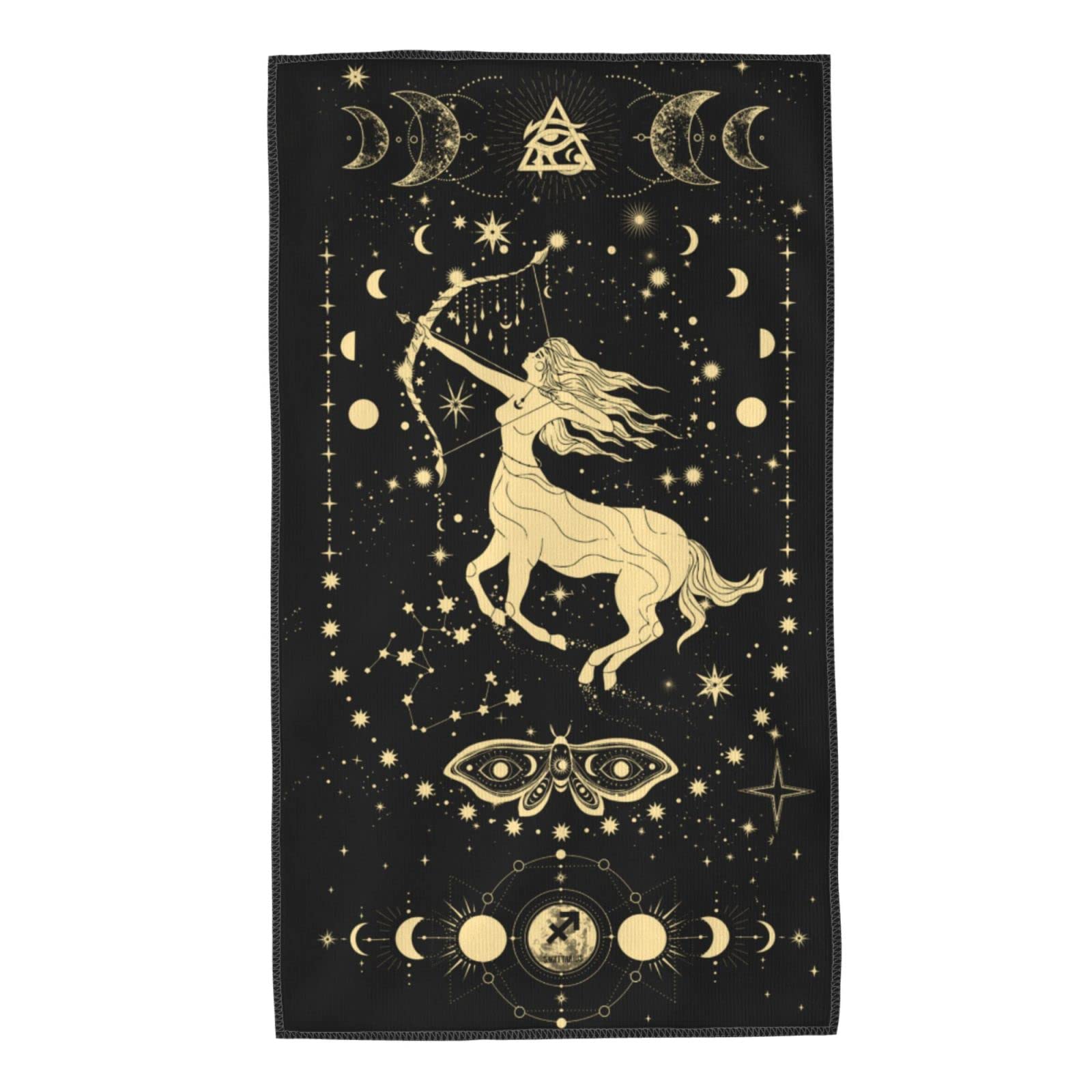 tatamonkey Sagittarius Hand Towel, Sagittarius Gifts Sagittarius Black Gold Face Towel Kitchen,Tea Bar Dish Cloths Absorbent Dry Body Towel