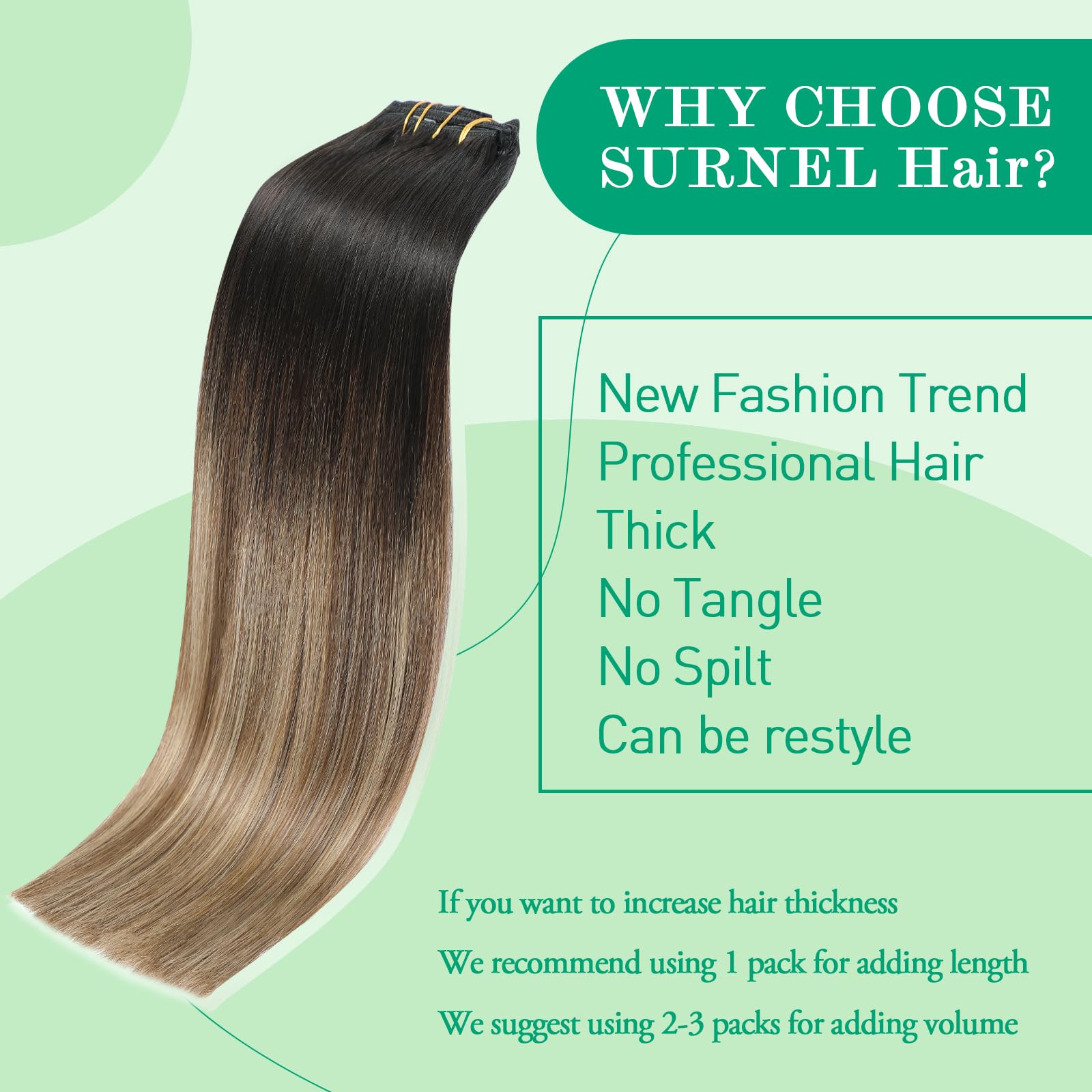 SURNEL Extensiones Clip Pelo Natural 100g 35cm 6 Piezas Castaño Chocolate Extensiones De Clip De Humano Real Extensiones Pelo Natural Remy (C#4-35cm) — view 62
