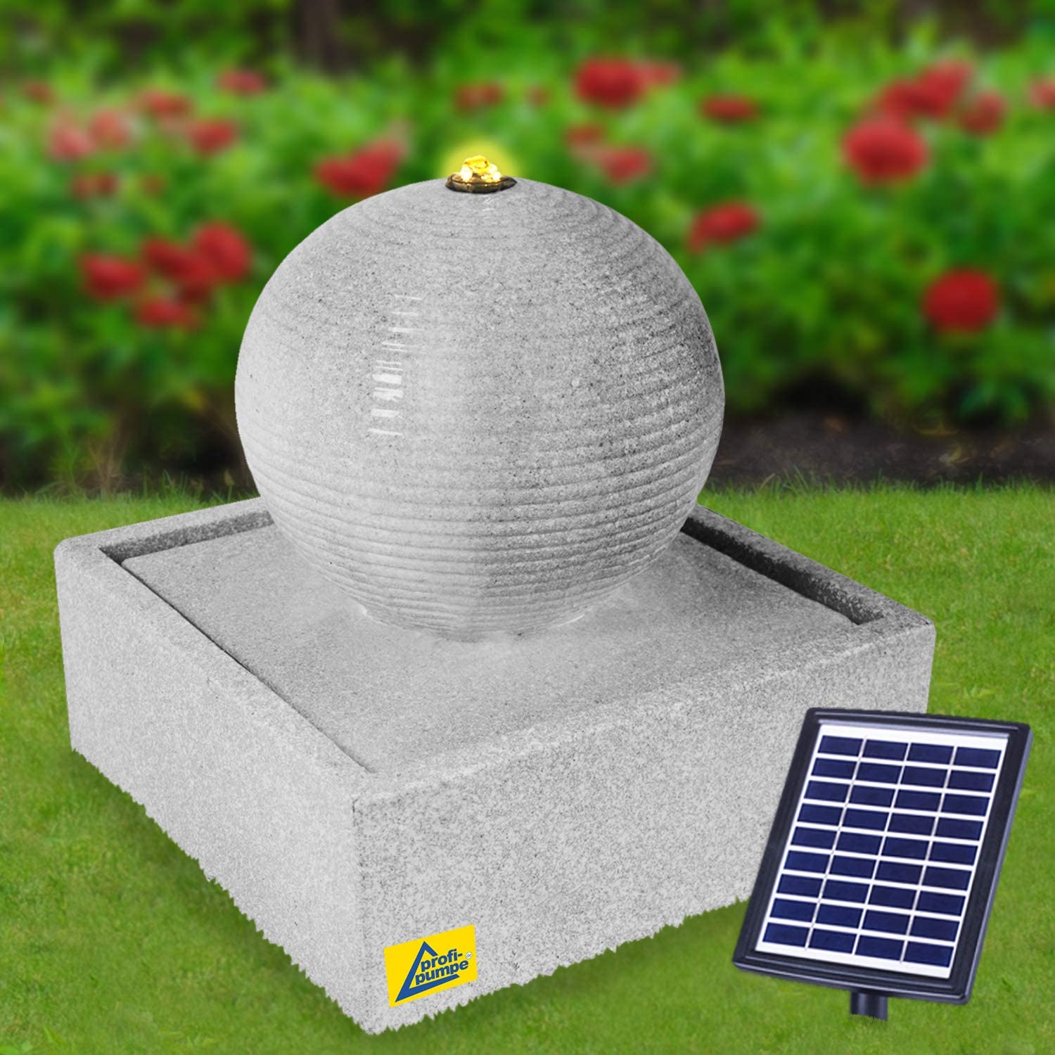 Fontaine de Jardin Fontaine Solaire, Bain d'oiseaux Cascade, décoration de Jardin avec Pompe, Jeu d'eau pour terrasse de Jardin, Balcon, très décoratif (Fontaine Solaire Modern avec lumière LED)