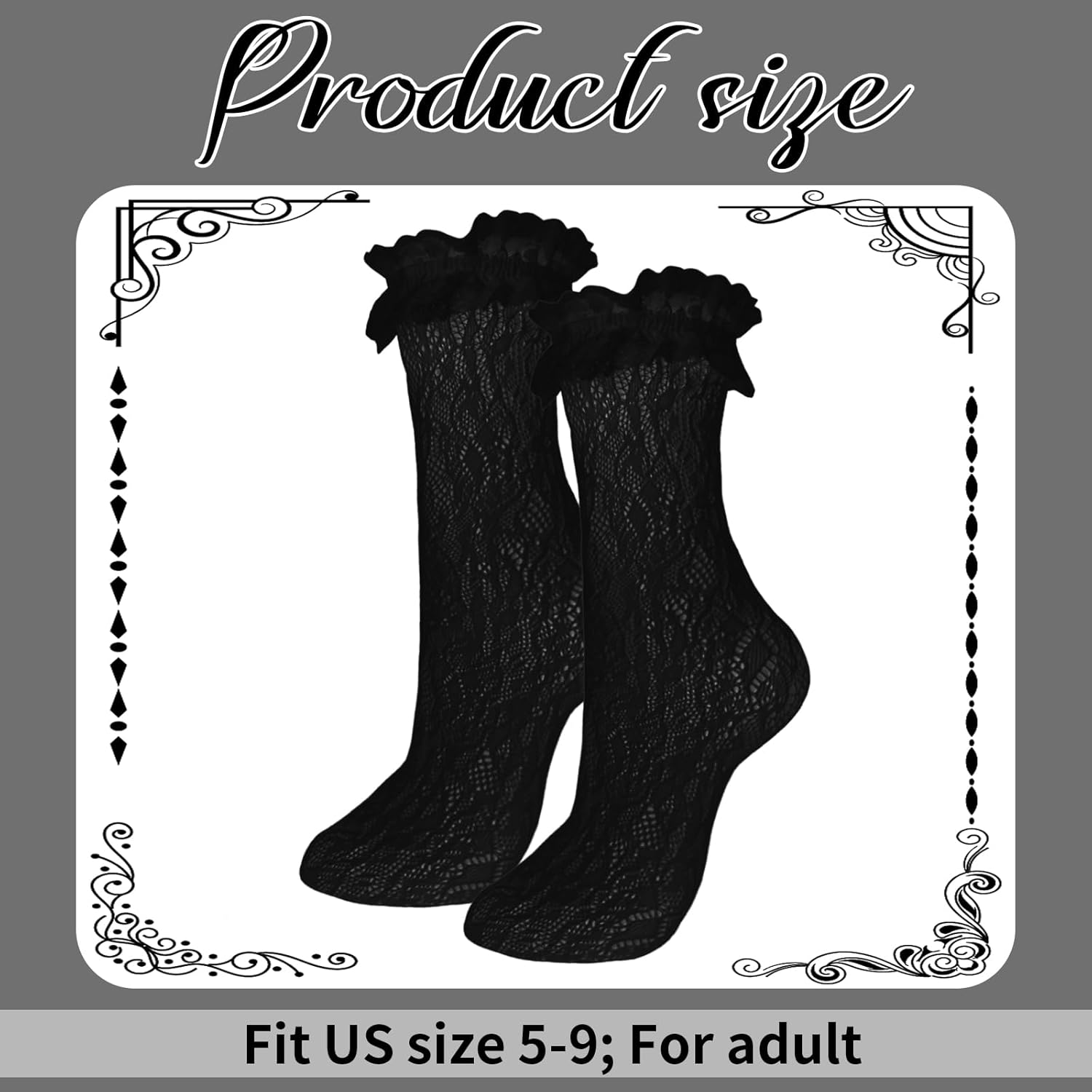 Womens Lace Ankle Socks Ruffle Frilly Socks,Mesh Lace Trim Lolita Sock,Cute Mesh Frilly Dress Sock for Women - Image 4