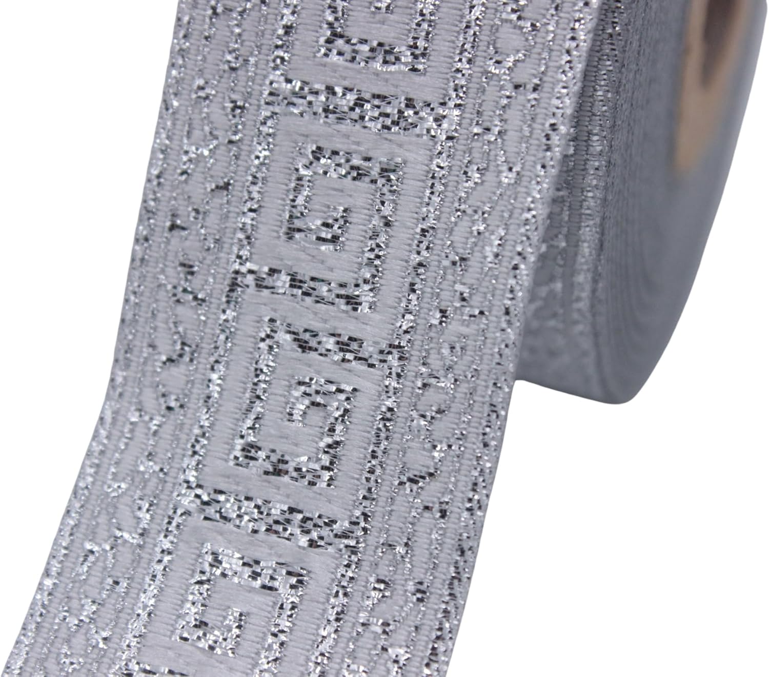 11 Yard Spool 1.37 inches Wide Silver Greek Key Jacquard Ribbon Medieval Fabric Trim Gift Wrapping Wedding Party Decoration 35060