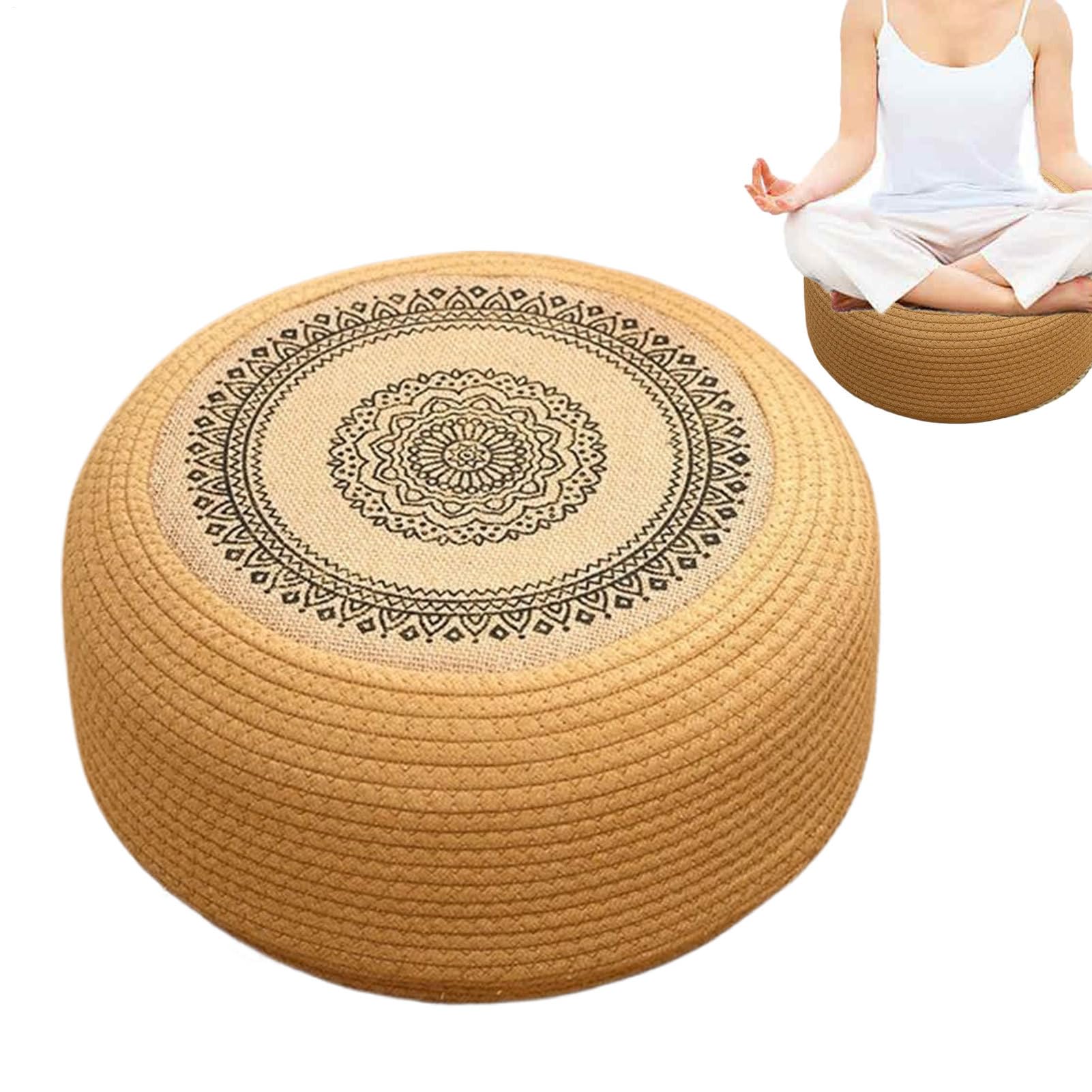 Genérico Cuscino da pavimento | 40 cm fatto a mano in paglia, traspirante, spesso cuscino per meditazione, riposo o seduta in casa, ufficio, camera da o aula decorativo | cuscino per meditazione, riposo o seduta in casa, ufficio, camera da o aula decorati