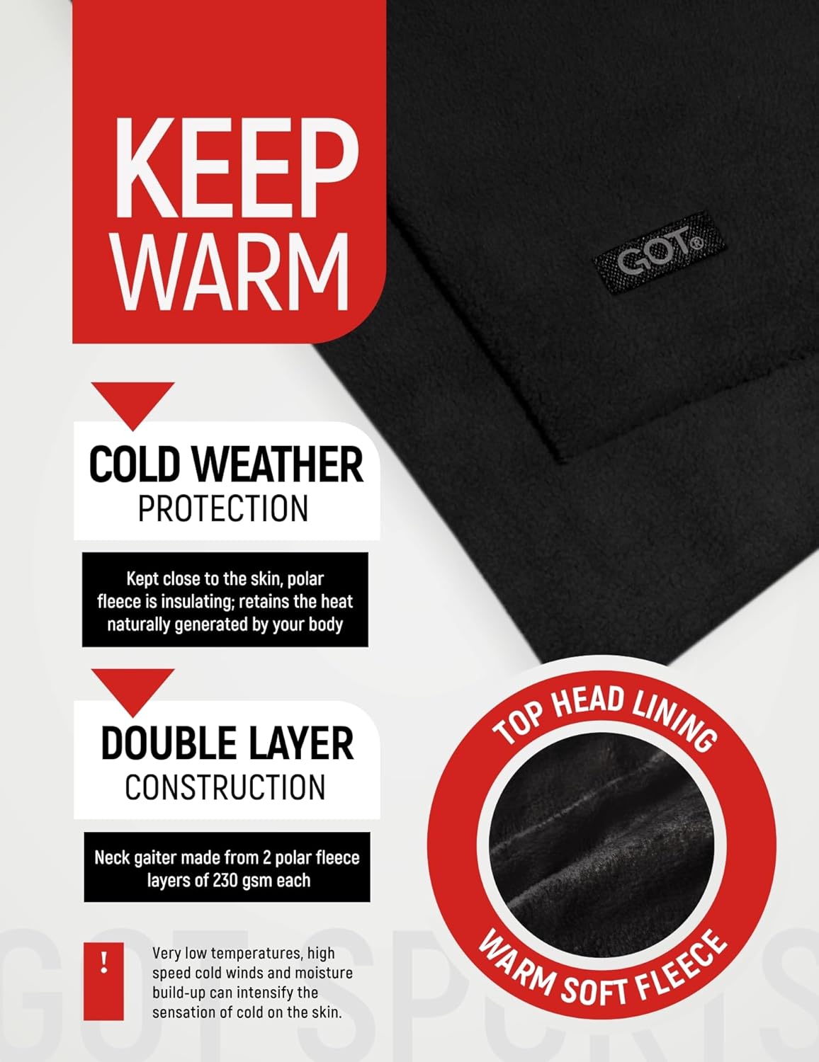 GOT Sports Ski Mask for Men - Balaclava with Fleece Neck Warmer for Cold Weather - Windproof Shiesty Mask for Snowboard - Image 5