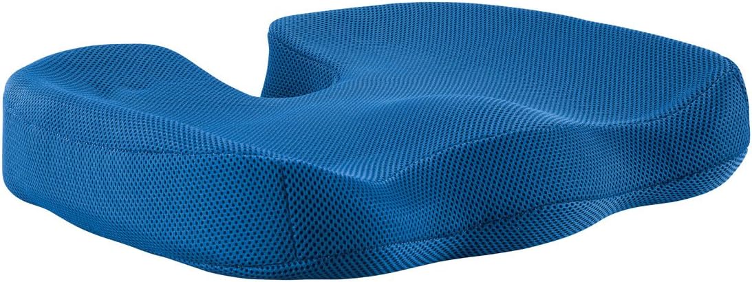 Miles Kimball Contoured Seat Cushion with Coccyx Cutout, 17” x 14” with 2.5” Thickness & 3” U-Shaped Opening – Memory Foam Cushion for Any Seat with Breathable Removable Mesh Cover