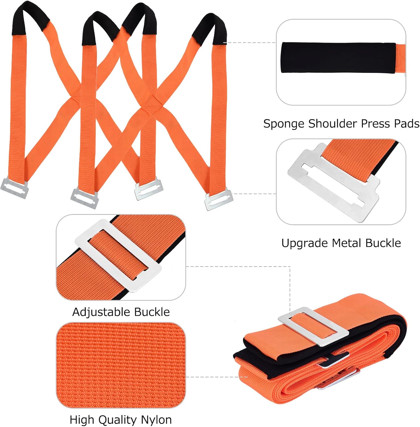 Moving Lifting Straps Kit, Adjustable Shoulder Securing Straps with Non-Slip Gloves for 2-Person and 1-Person Widen Handle Lifting Strap, Safely Easily Carry Furniture Appliances Mattresses Boxes