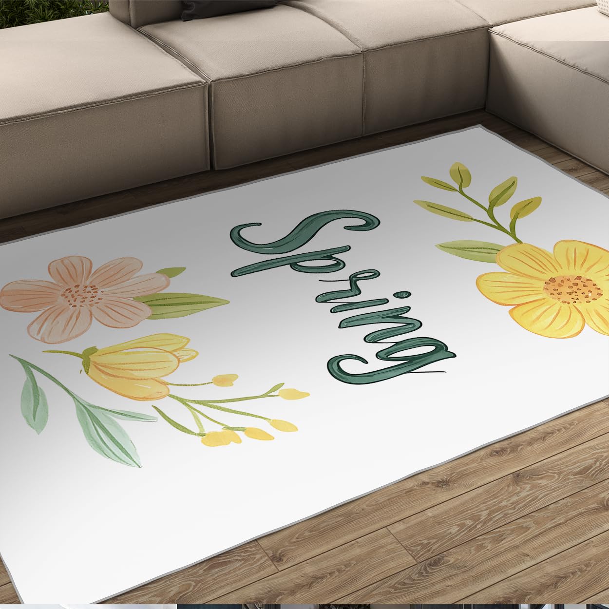 Tapis de chambre minimaliste 90x150cm marguerite lavable
