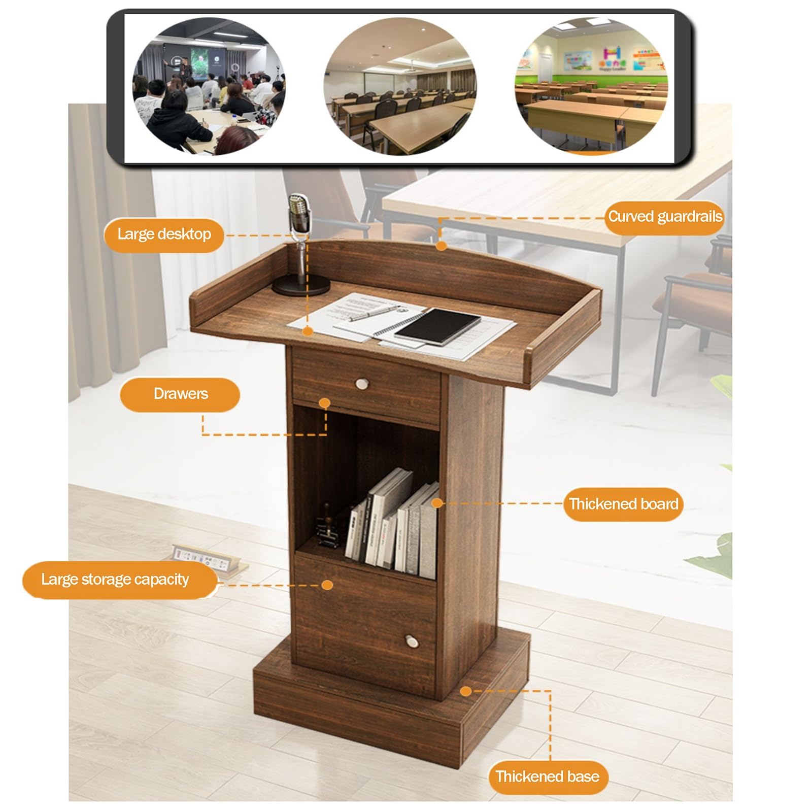 Scrivania regolabile con cassetto bloccabile per postazione di lavoro per reception e bancone