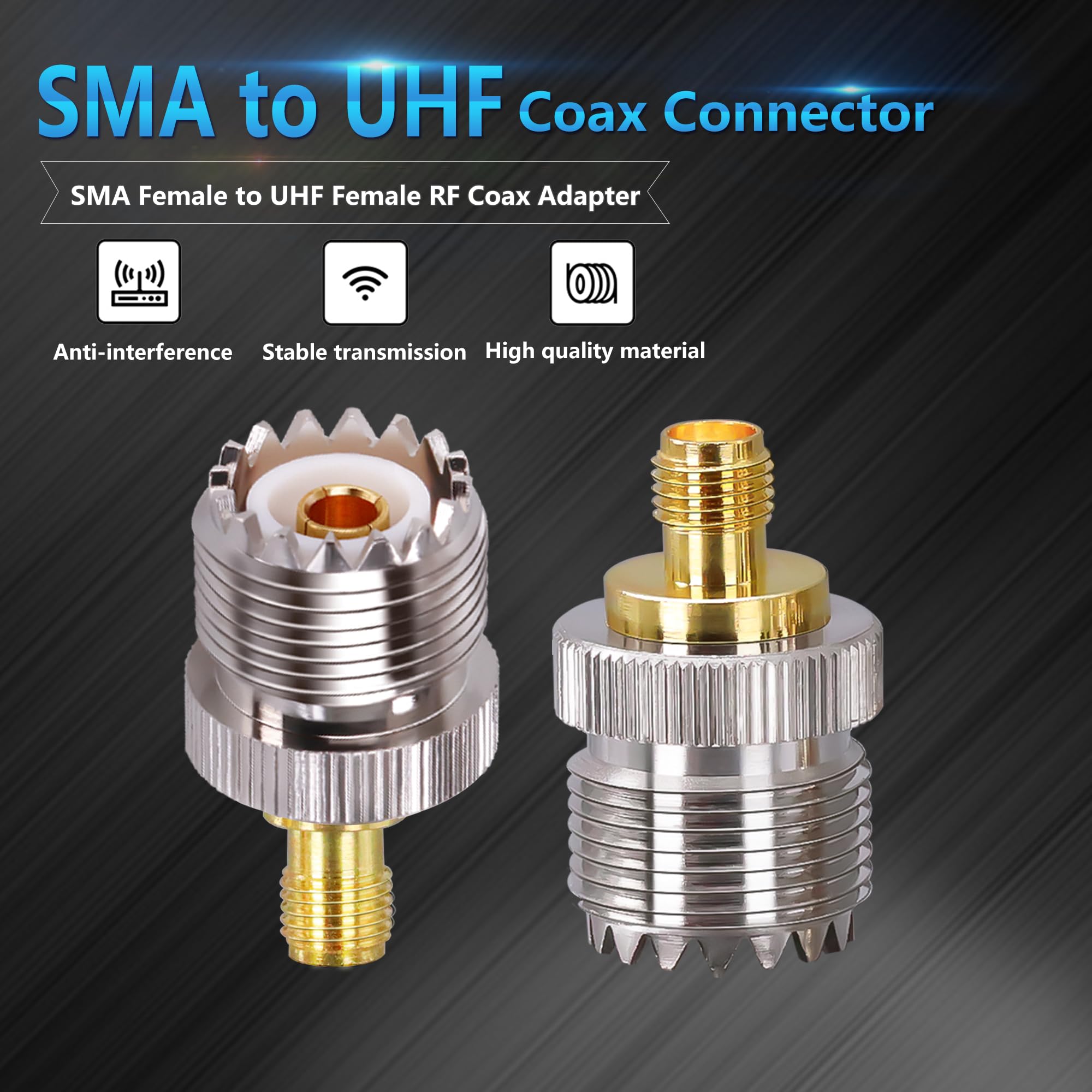TUOLNK Adaptateur SMA vers PL259 Connecteur coaxial 2 pièces pour antenne Radio CB avec Prises SO239 et SMA