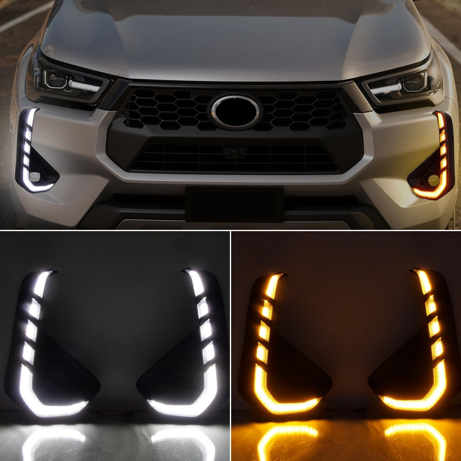 for Toyota Hilux 2024-2025 Front Fog Light Lamp LED DRL Daytime Running Lights 2pcs Car Accessories