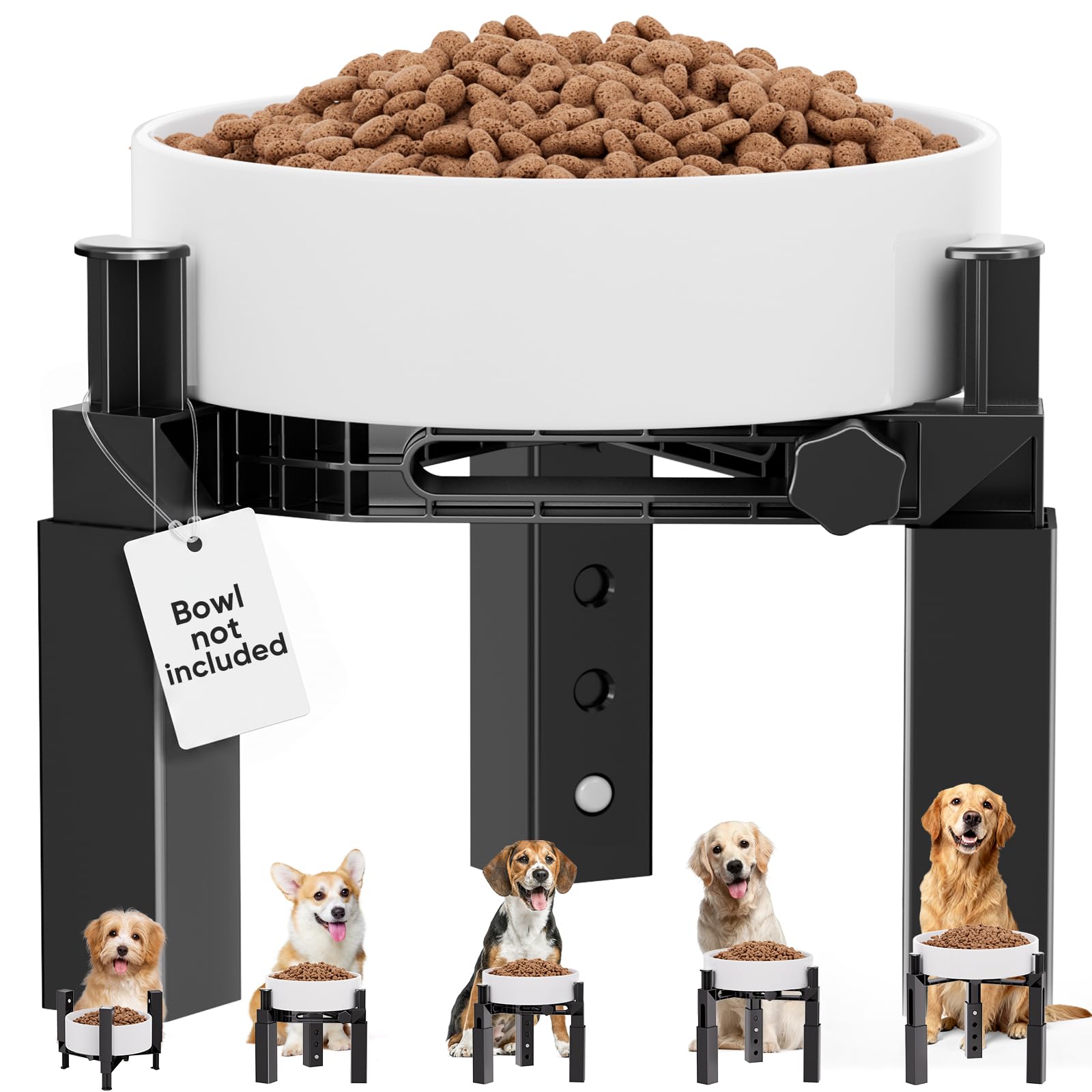 Raised Dog Bowl Stand, 5 Height Adjustable elevated dog bowls (stand only)