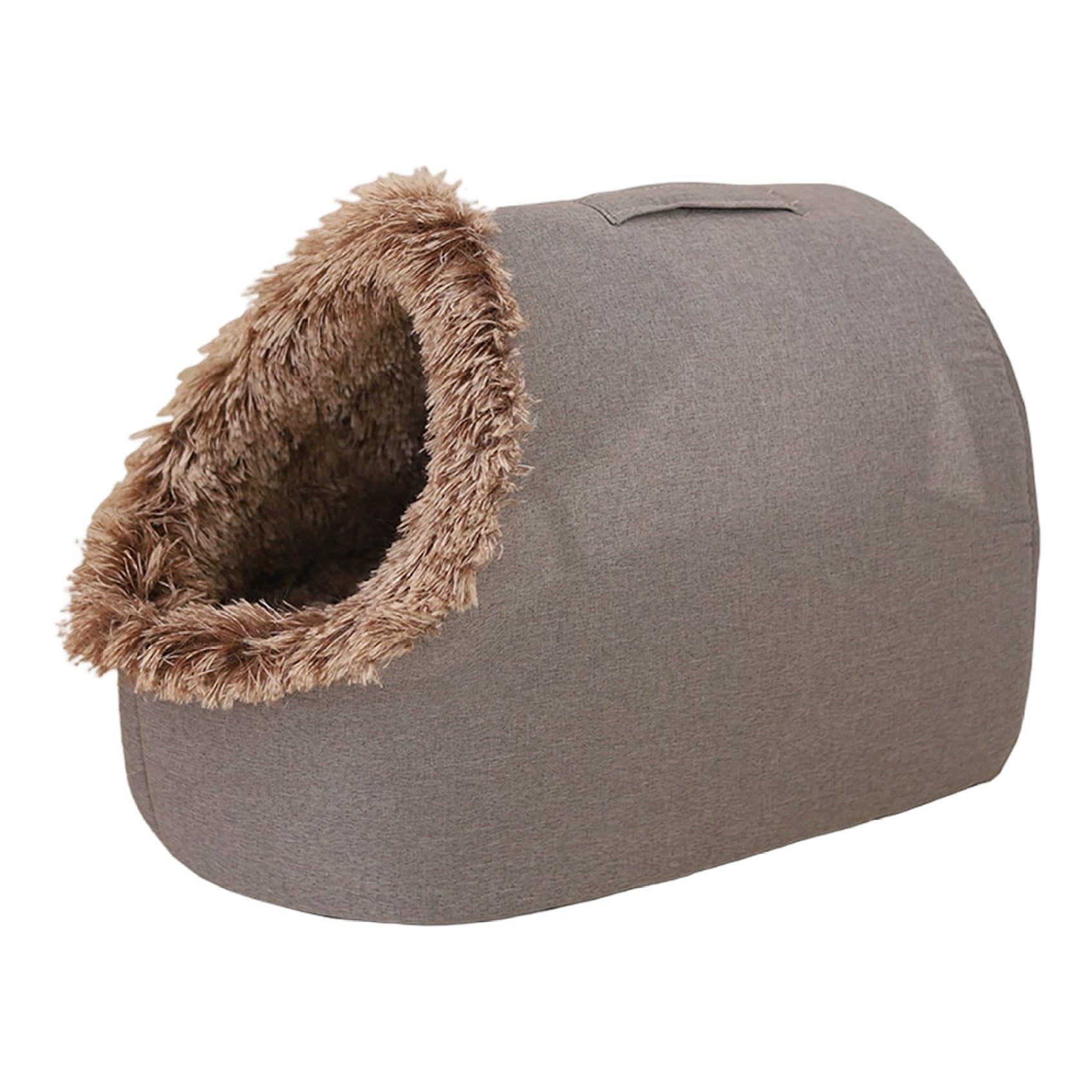 Winter Cat Bed Cave, Large Thickened Enclosed Warm Pet House with Carrying Handle for Indoor Cats and Small Dogs, Plush Grey Cat Bed Cave Beds for Indoor Cats Houses House Pet Supplies
