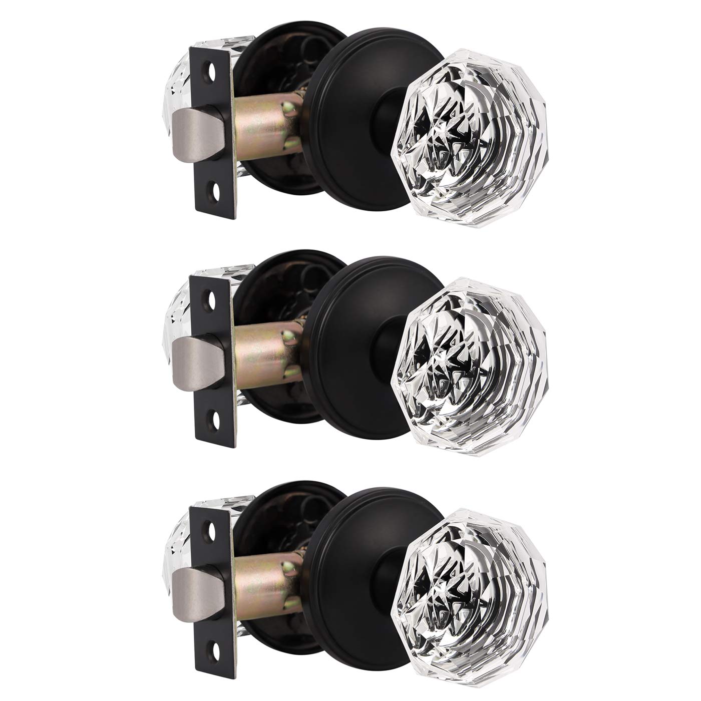 Black Privacy Door Knobs - 5 Pack with Lock -12