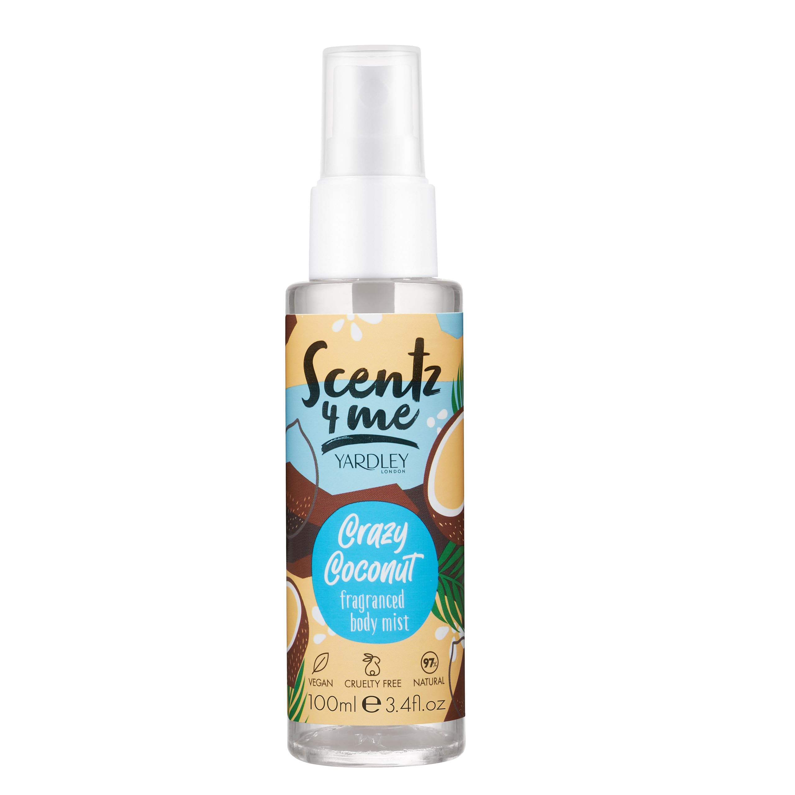 Yardley London Scentz 4 Me Crazy Coconut Body Mist, Tropical & Creamy Fragrance, Long-Lasting Body Spray, Body Mist 100ml