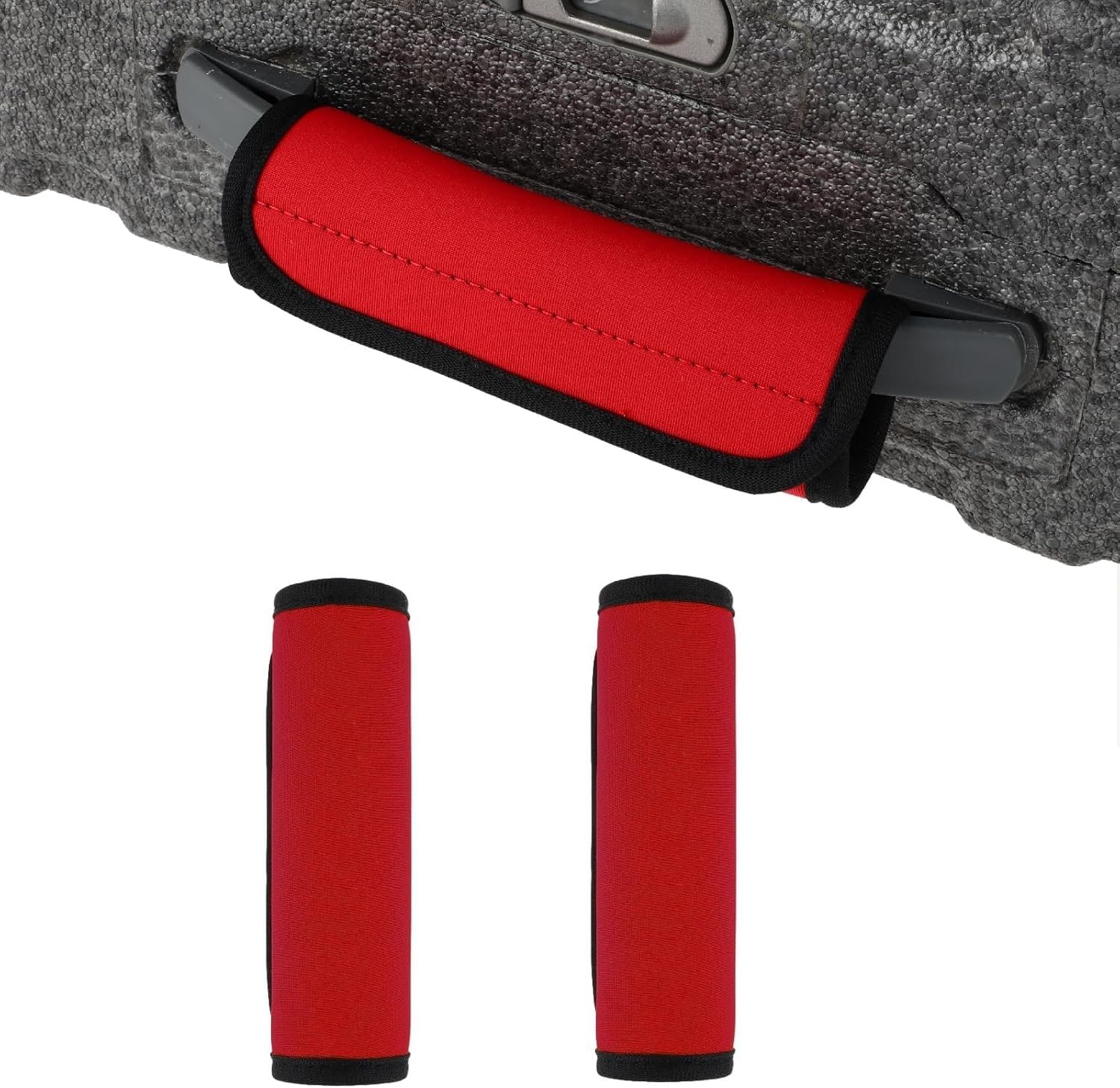 2Pack Red Luggage Handle Wrap for Suitcase Travel Essential Bright Soft Luggage Identifiers for Suitcases Neoprene Material Comfortable Suitcase Handle