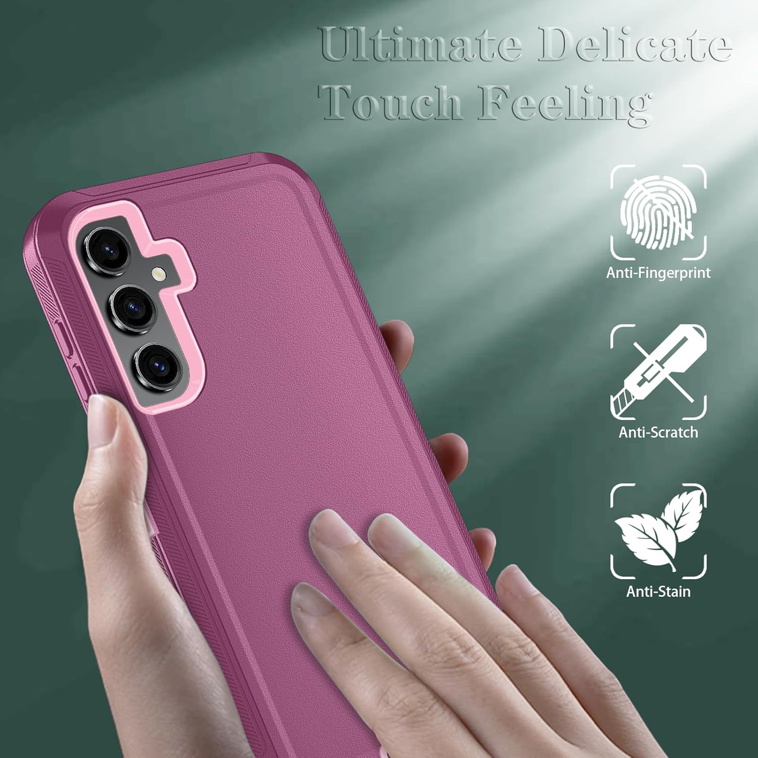 Qinmay Phone Case for Samsung Galaxy A36 5G Case with HD Screen Protector, Heavy Duty Shockproof & Dropproof 3-Layer Cover Phone Case for Galaxy A36,WineRedPink for Galaxy A36 WineRedPink image 2 of 6 B0DQSL8LT6
