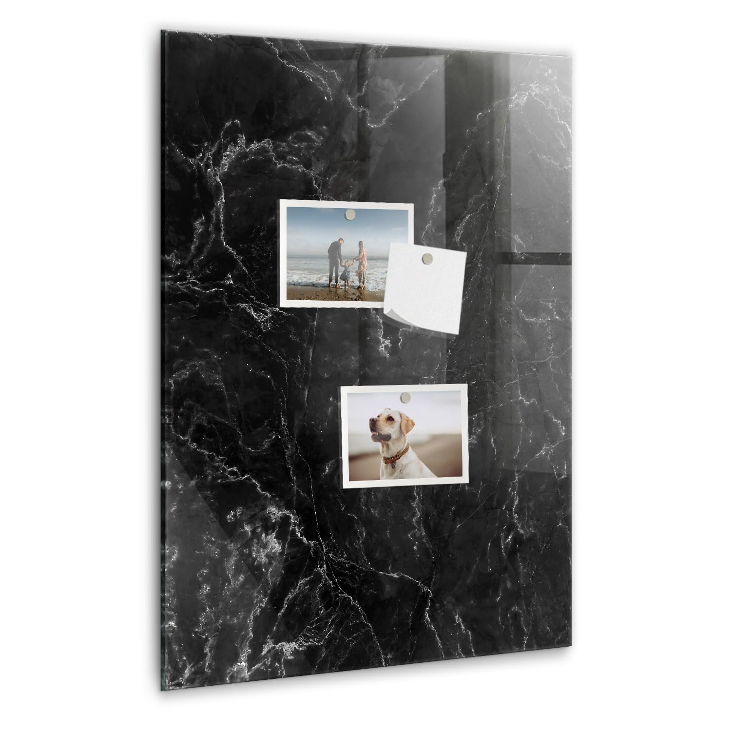 Elegante magnetische Glas-Schreibtafel inkl. Neodym-Magnete, Marker & Schwamm | Stabil, leicht zu reinigen | Für Arbeit, Heim & Designräume - 40x60 - Dunkler Marmor