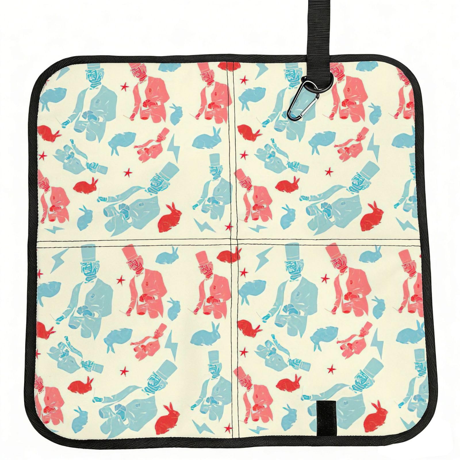 SDEGTHO Magician rabbit Printed Foldable Seat Pad with Closure, Lightweight Cushion for Airplane Travel Camping