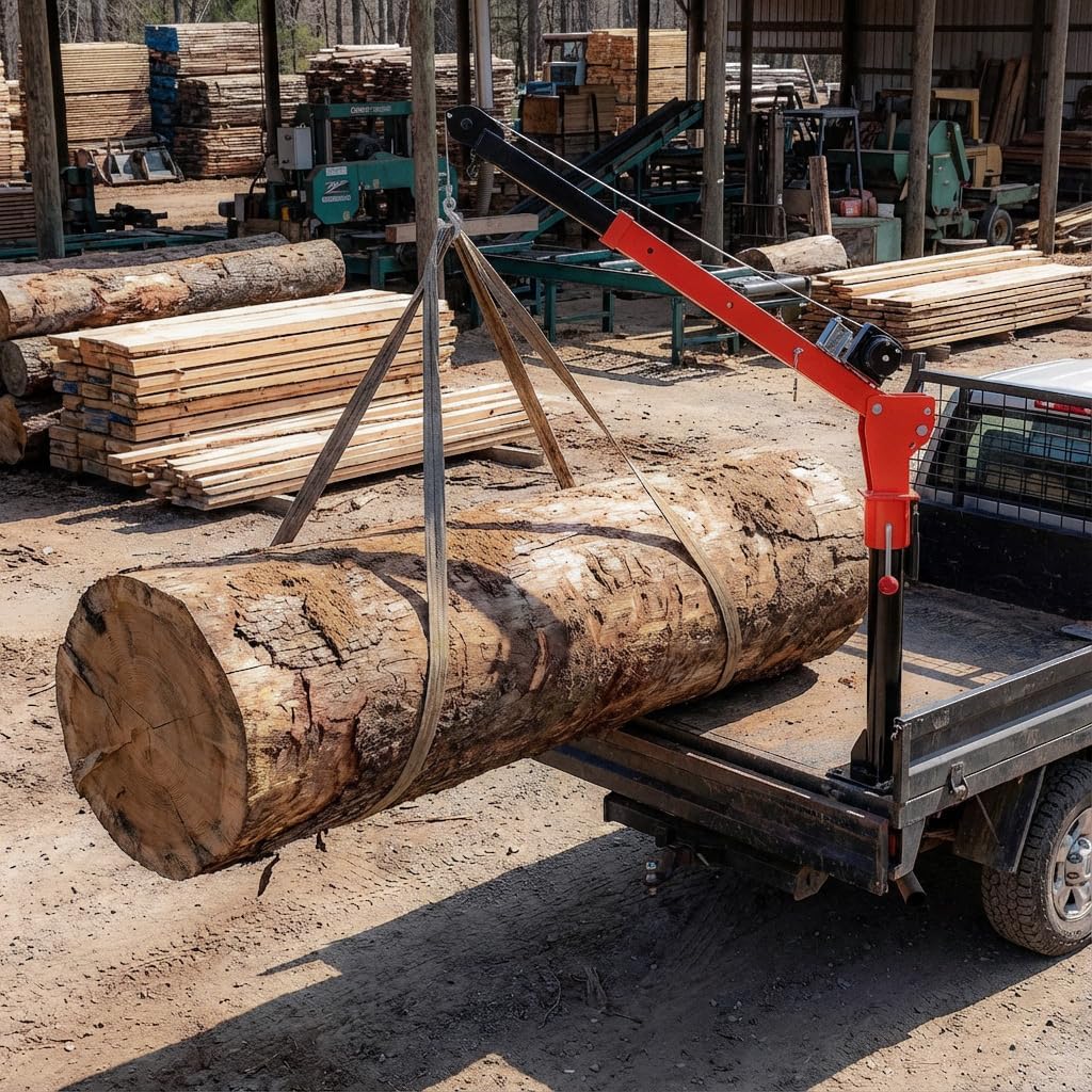 2000 LBS Folding Truck-Mounted Crane with 12V Electric Winch, Truck Cranes with Alloy Steel Construction, 360° Swivel Jib Crane for Pickup Truck Bed