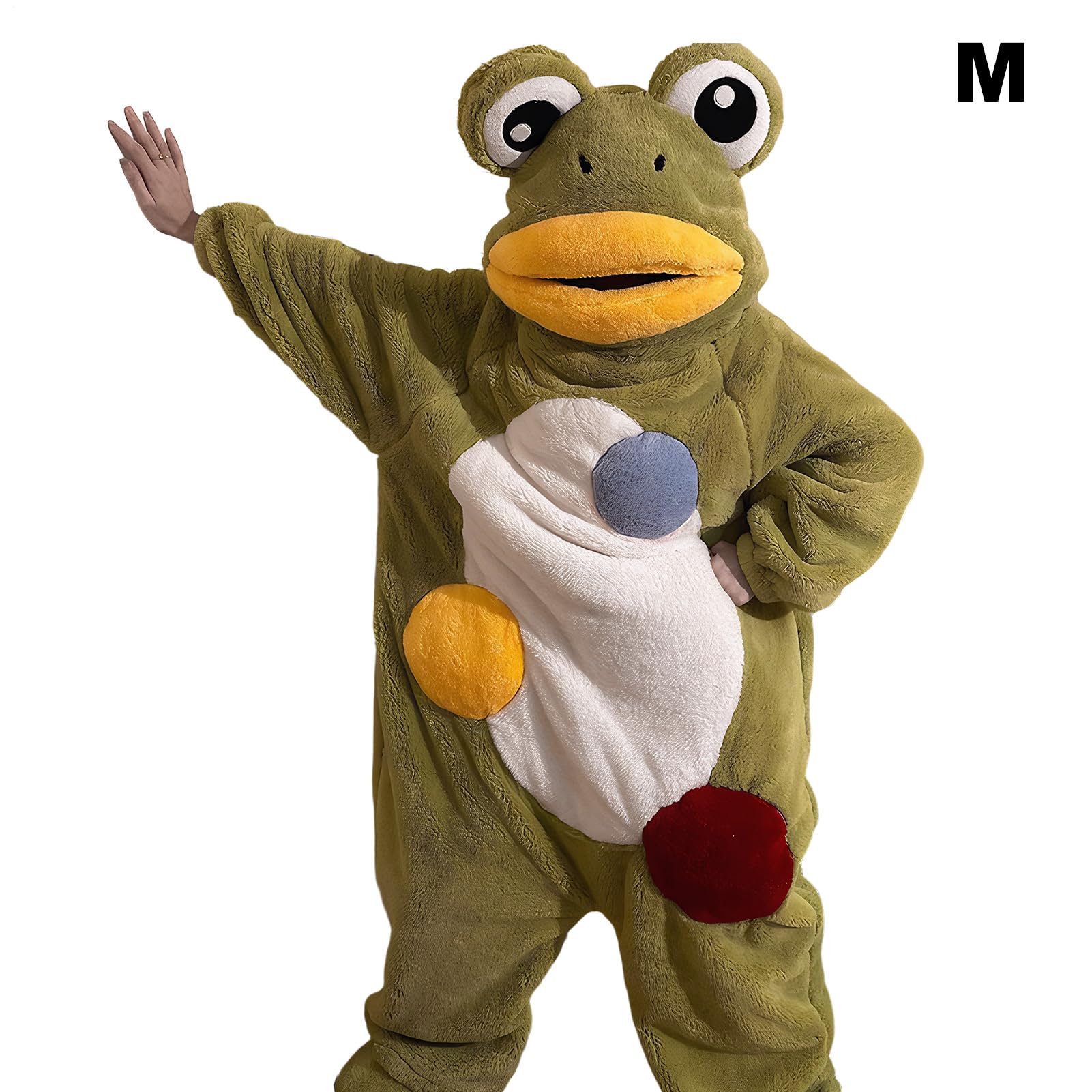 Animal Onesie - Abbigliamento da relax con cappuccio in velluto corallo, costume da pigiama in peluche rana, comodo da notte per adulti, per uomini, donne, coppie, ideale per le attività