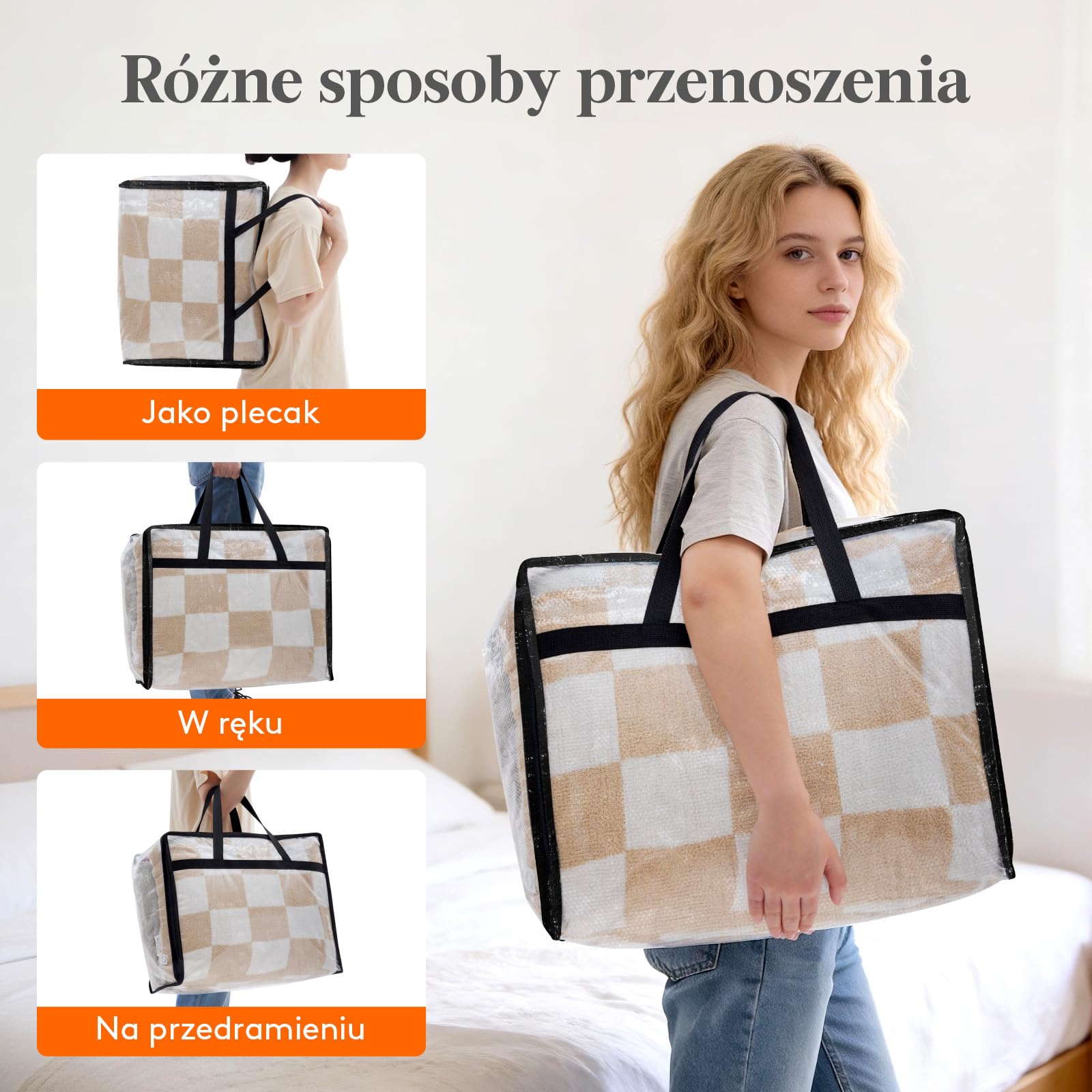 Lifewit Torby do Przechowywania Ubrań 40L, Pojemniki PP Wytrzymałe, Przezroczysta Torba na Ubrania z Uchwytem, Składany Organizer do Szafy na Przeprowadzkę, Kołdry, Koce i Zabawki, Zestaw 3