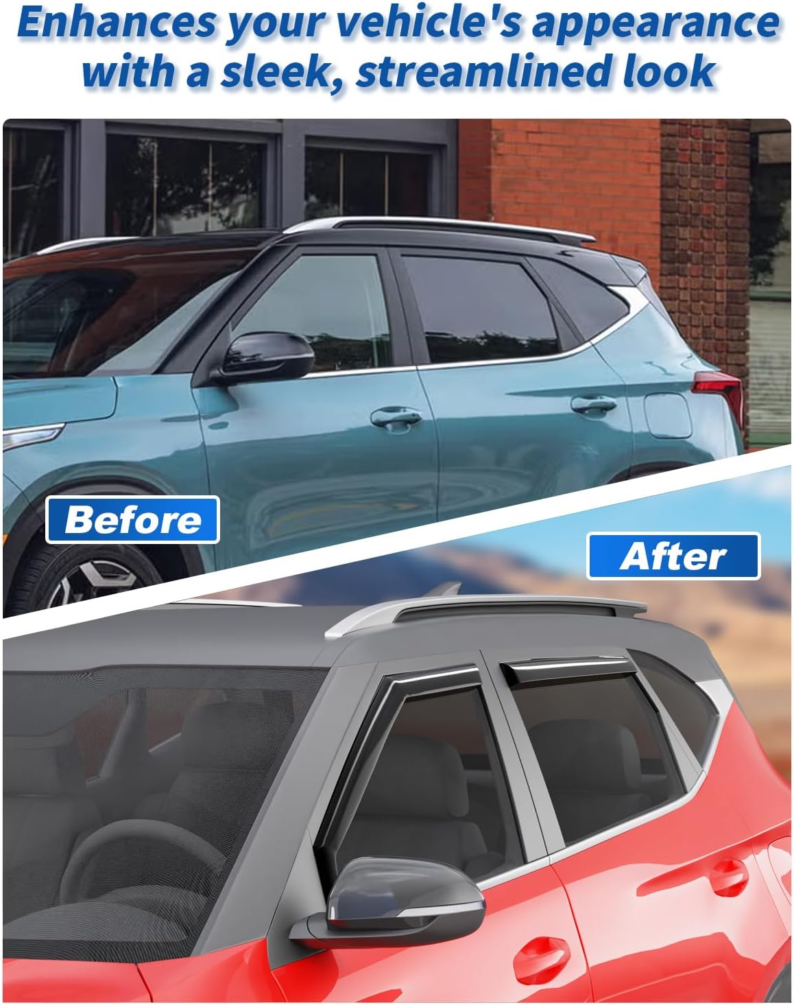 in-Channel Rain Guards Fit for Kia Seltos 2021-2026 Window Rain Guard Extra Durable Window Deflectors Window Visor Vent Visors Vent Shades Exterior Car Accessories