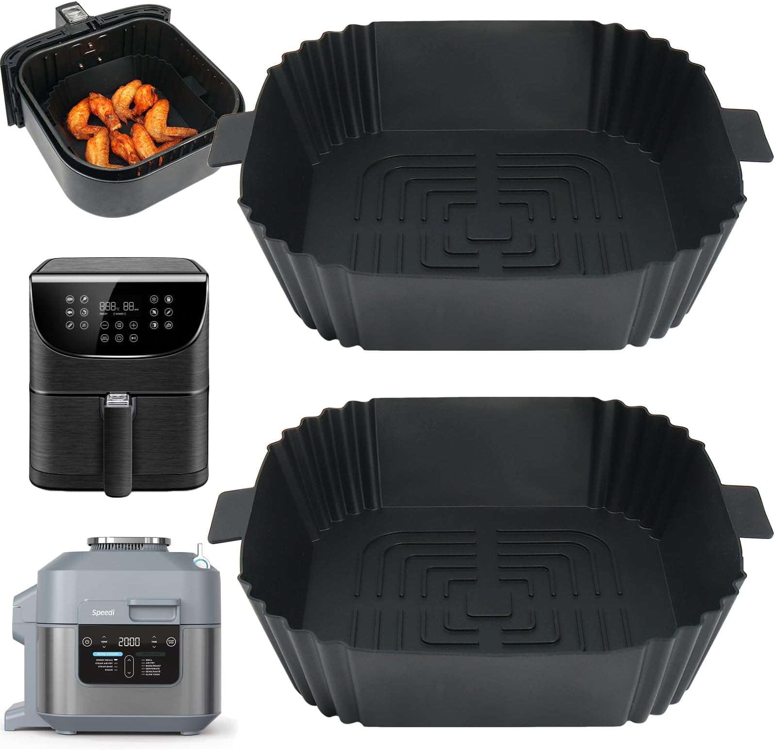 2er Set Airfryer Silikonformen Schwarz - Passend Für Philips & Russell Hobbs Heißluftfritteusen