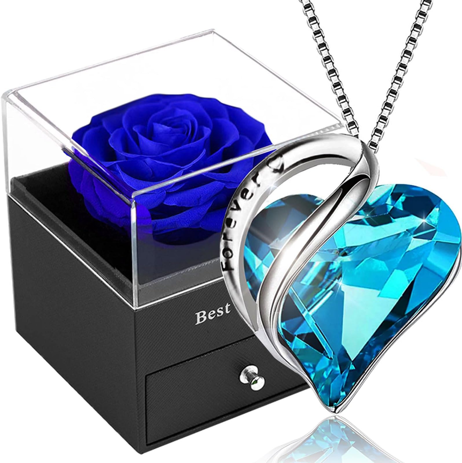 Rose Eternelle Avec Bijoux Cadeau Pour Maman Sa Copine Fleur éternelle Coffret Rose Eternelle