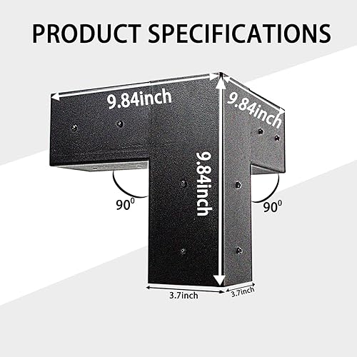 Miniatura 2 de Base de poste de 4 x 4, (tamaño real 3.7 x 3.7), anclajes para postes de valla, soporte de poste recubierto de polvo negro con acero grueso para