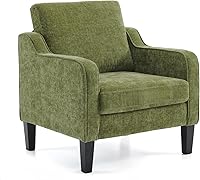 VINGLI Olive Green Accent Chair Mid Century Modern - Comfy Upholstered Reading Chair for Living Room Bedroom 380lbs Capacity