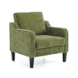 VINGLI Accent Chair for Living Room Chairs Olive Green Reading Chair for Bedroom Scooped Arm Chair Mid Century Modern Accent Chairs Upholstered Comfy Chair for Apartment, Waiting Room