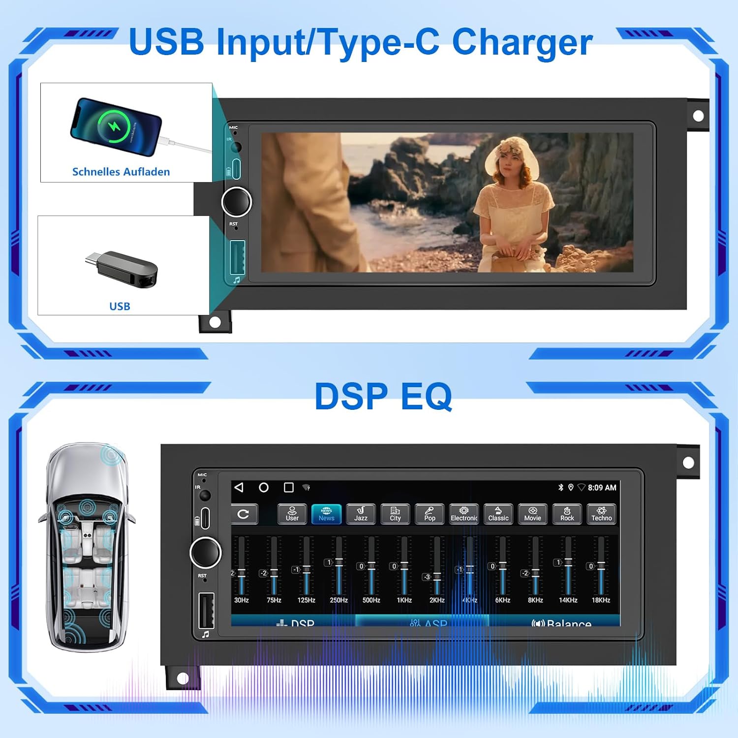 Car Stereo Radio with GPS Navi Carplay Android Auto for 1994-2001 Dodge Ram 1500 2500 3500 Avenger Durango/Caravan Dakota 1984-2000/Jeep Cherokee Wrangler 1997-2002/Chrysler Cirrus 1995-2000