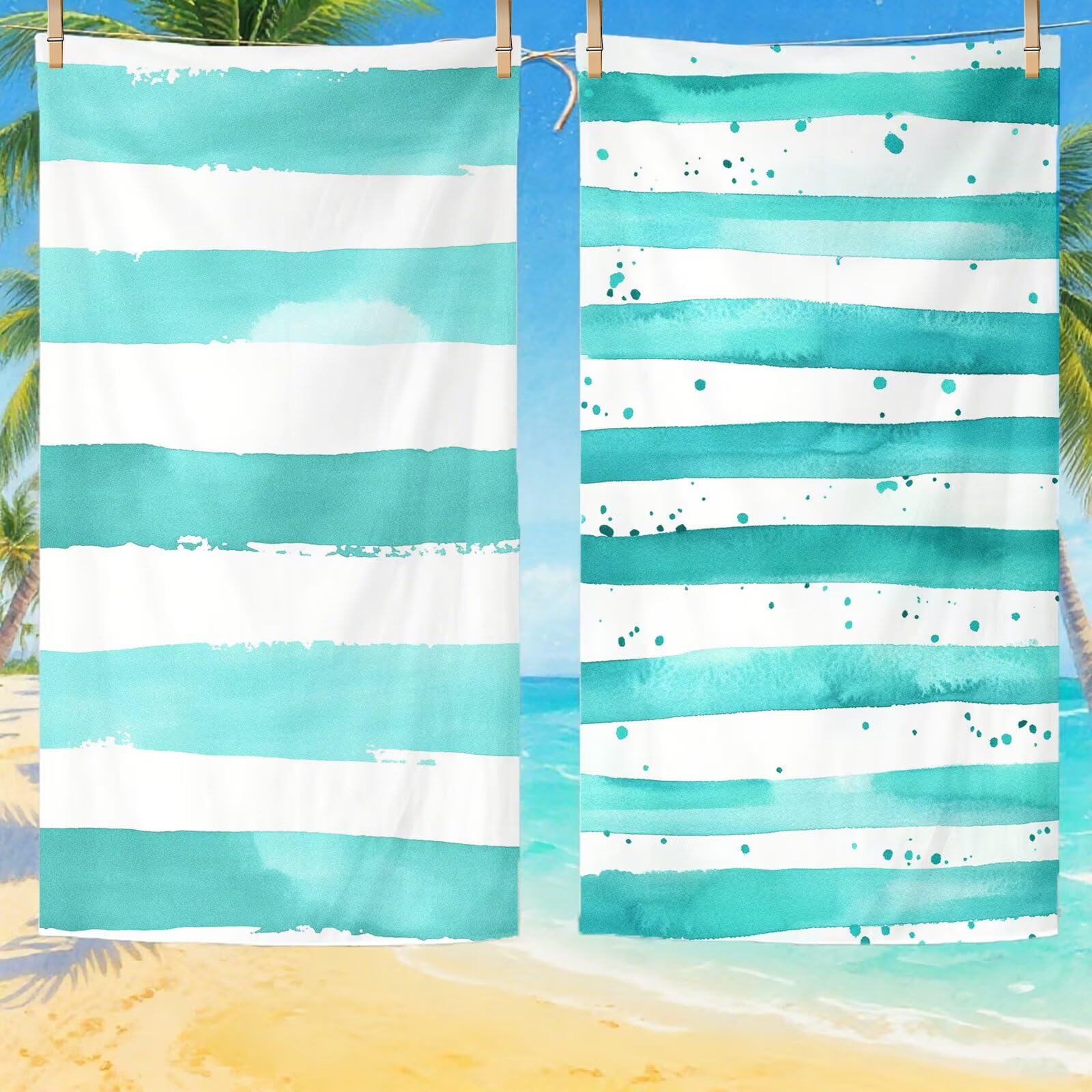 Serviette de Plage Microfibre Serviette Plage 100x150 cm 2 Pack Séchage Rapide, Anti-Sable, Absorbante Fonction Drap de Plage XXL pour Bain, Sport, Voyages, Sauna, Piscine, Yoga, avec Sac Bande Q-801