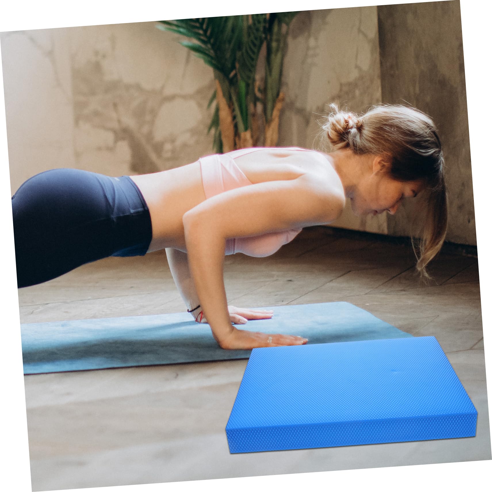 Toyvian Tappetino in Tpe Blu per Yoga e Allenamento, Cuscino Antiscivolo per Ginocchia e Gomiti, Facile da Arrotolare, per Stretching e Ufficio