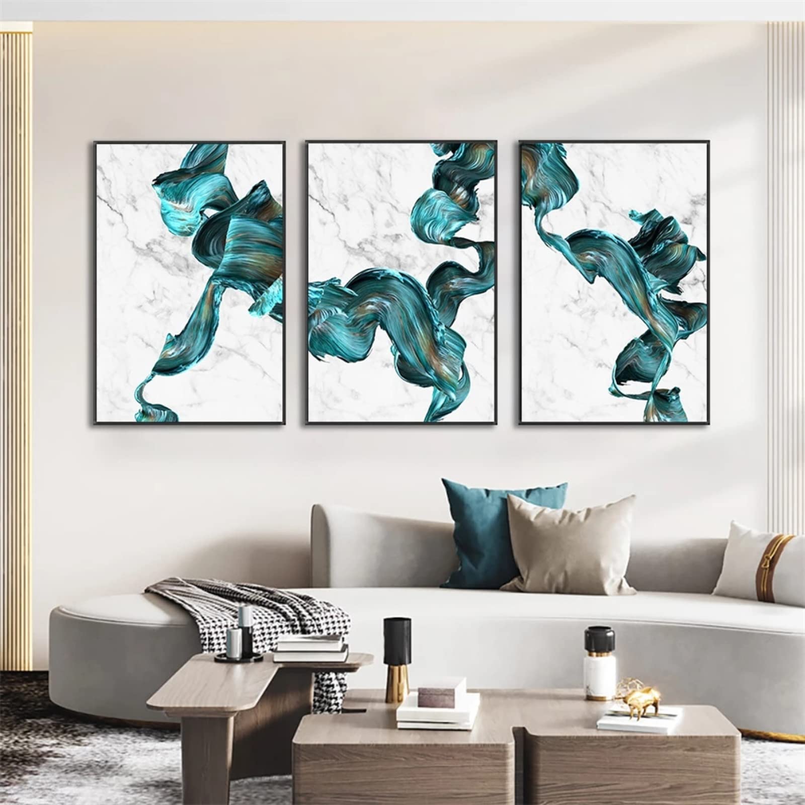 5D Diamond Painting Kits Completo, 3 Pezzi Round drill Verde Dinamico Astratto 35x45cm Fai da Te Pittura Diamante, DIY Strass Ricamo Pittura a Punto Croce Arte Mestiere per Decorazione Parete di Casa