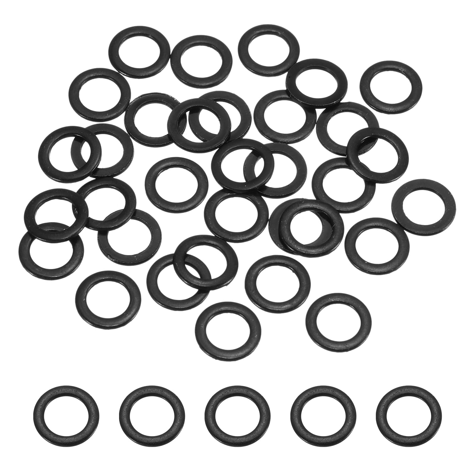sourcing map 60 Pcs M8 ID x 14mm OD Flat Washers, 304 Stainless Steel Metal Washers Black Zinc Sealing Crush Rings for Screws and Bolts