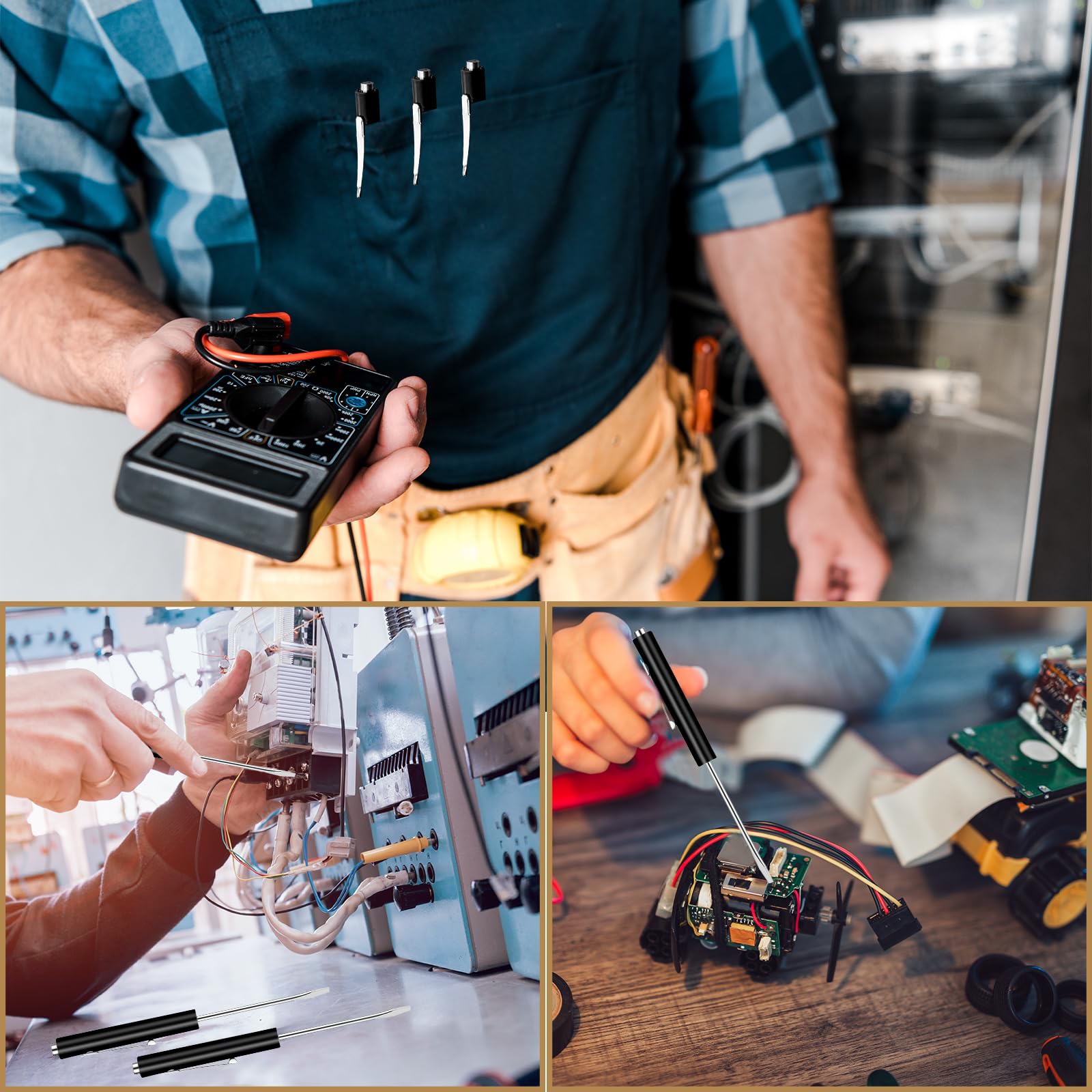 12 destornilladores de bolsillo mini con destornillador de bolsillo magnético para electricista mecánico, herramienta de reparación (negro)