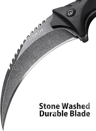 Miniatura 3 de JXE JXO Cuchillo de garra, hoja de acero 420HC de espiga completa, mango antideslizante G10 (8.6 pulgadas de longitud con vaina)