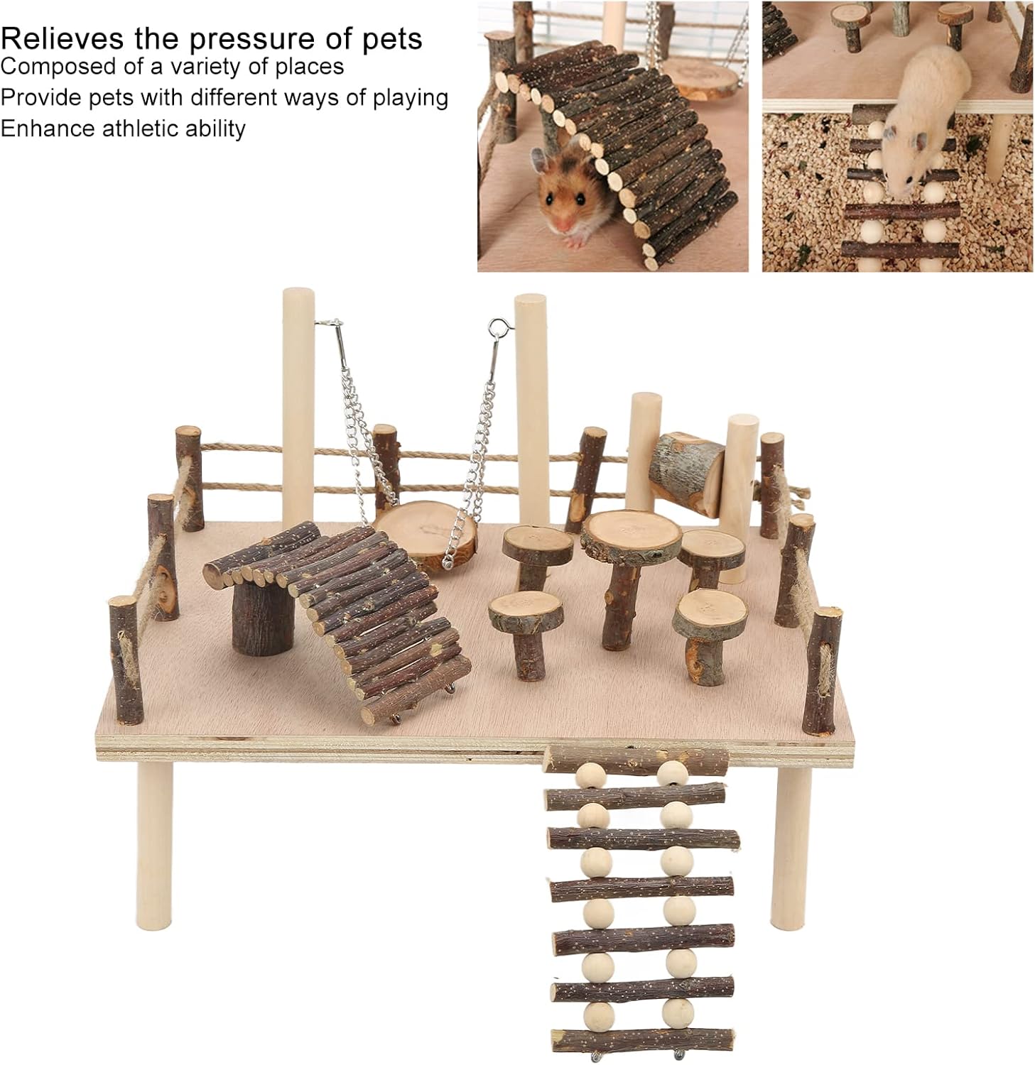 Buy Hamster Natural Wood Playground Set, Activity Safe Detachable