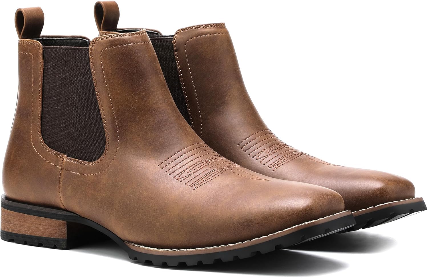 JASONSTAR Chelsea Cowboy Boots for Men Square Toe Western Boots Classic Casual Work Ankle Boots-botines para hombre - Image 4