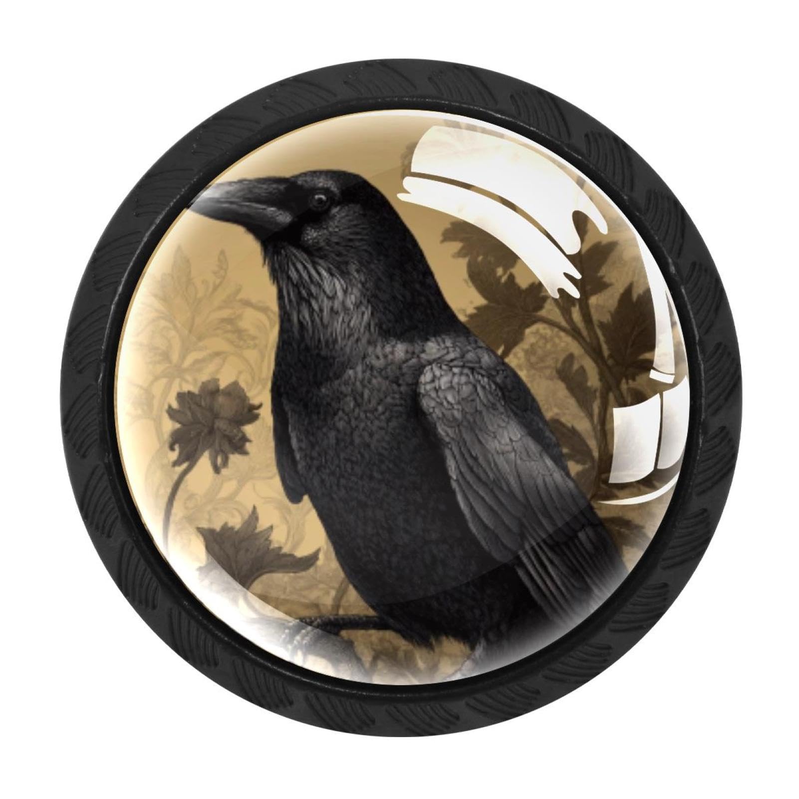 CHENZZZZ Crow (15) Cabinet Knobs 4 Pieces Drawer Kitchen Cabinets Dresser Cupboard Wardrobe Unique Pulls Handles