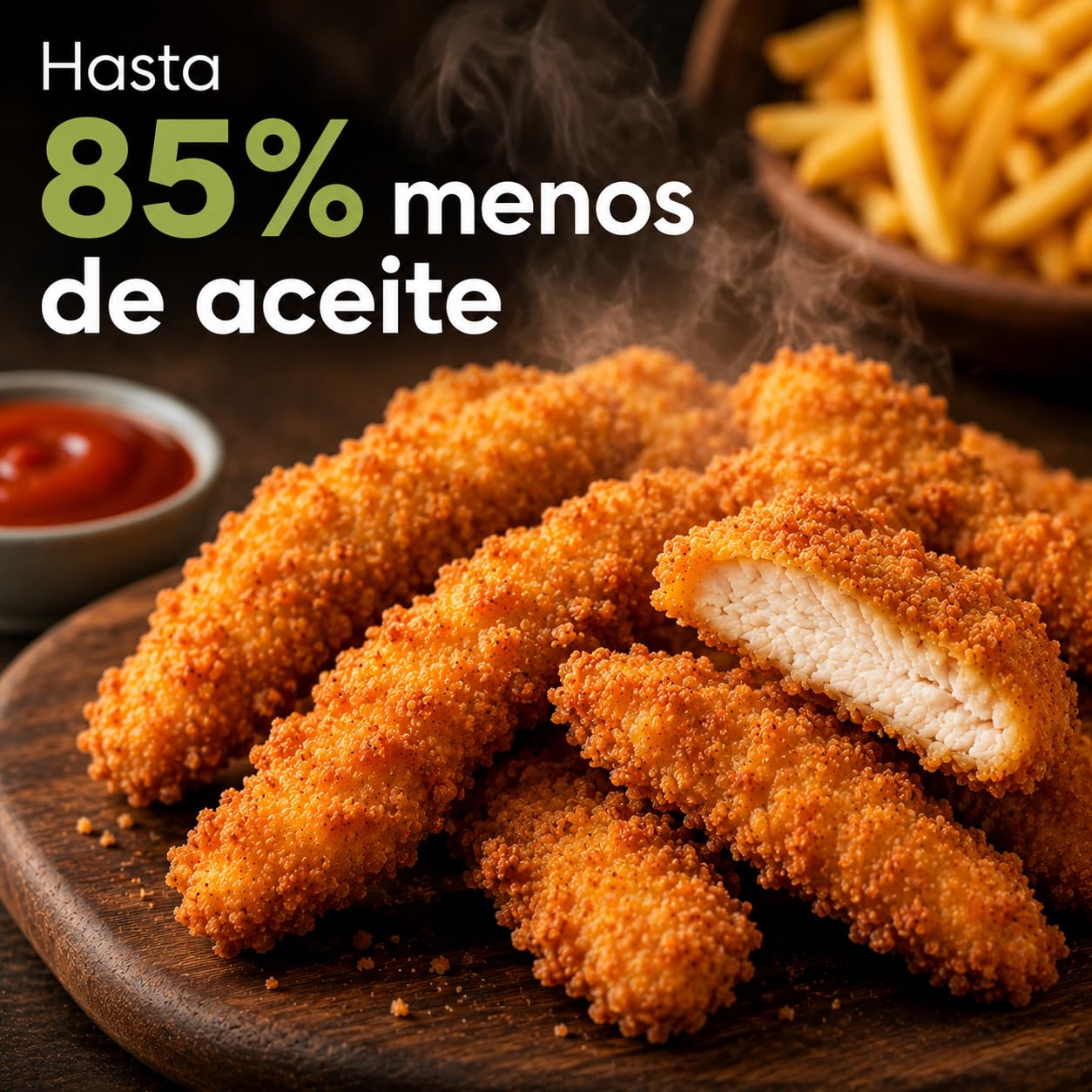 Iluminashop - Air Fryer Line Green Touch 6,5L, Freidora de Aire sin Aceite, 1600W, 8 Menús Digitales, Pantalla Táctil,Función Grill, Temporizador regulable, Temperatura 80-200°C, Fácil y Saludable