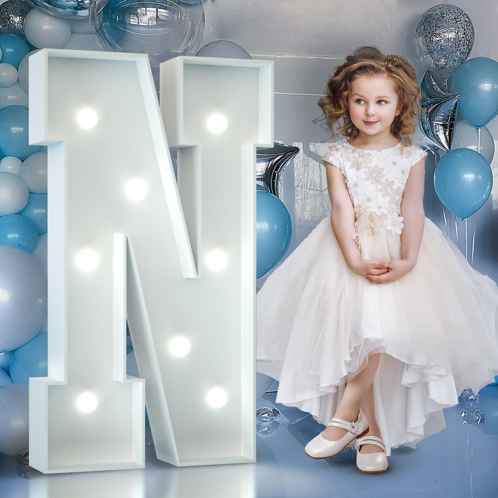 4FT Light Up Numbers Birthday Decoration Large Marquee Numbers 1 for 1st 18th 21st Birthday Party Decor Wedding, Big Number Frame Foam Cardboard Mosaic Arch Stand Pre-Cut Numbers — view 8