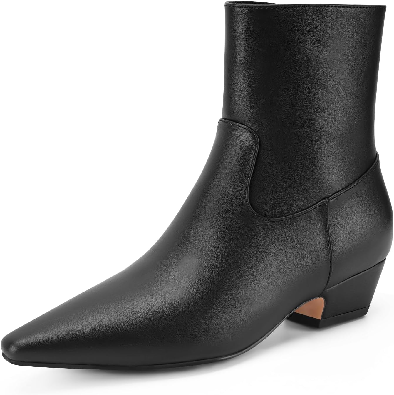 Women's Ankle Boots Pointed Toe Chunky Low Heeled Short Booties Comfort Casual Shoes with Side Zipper